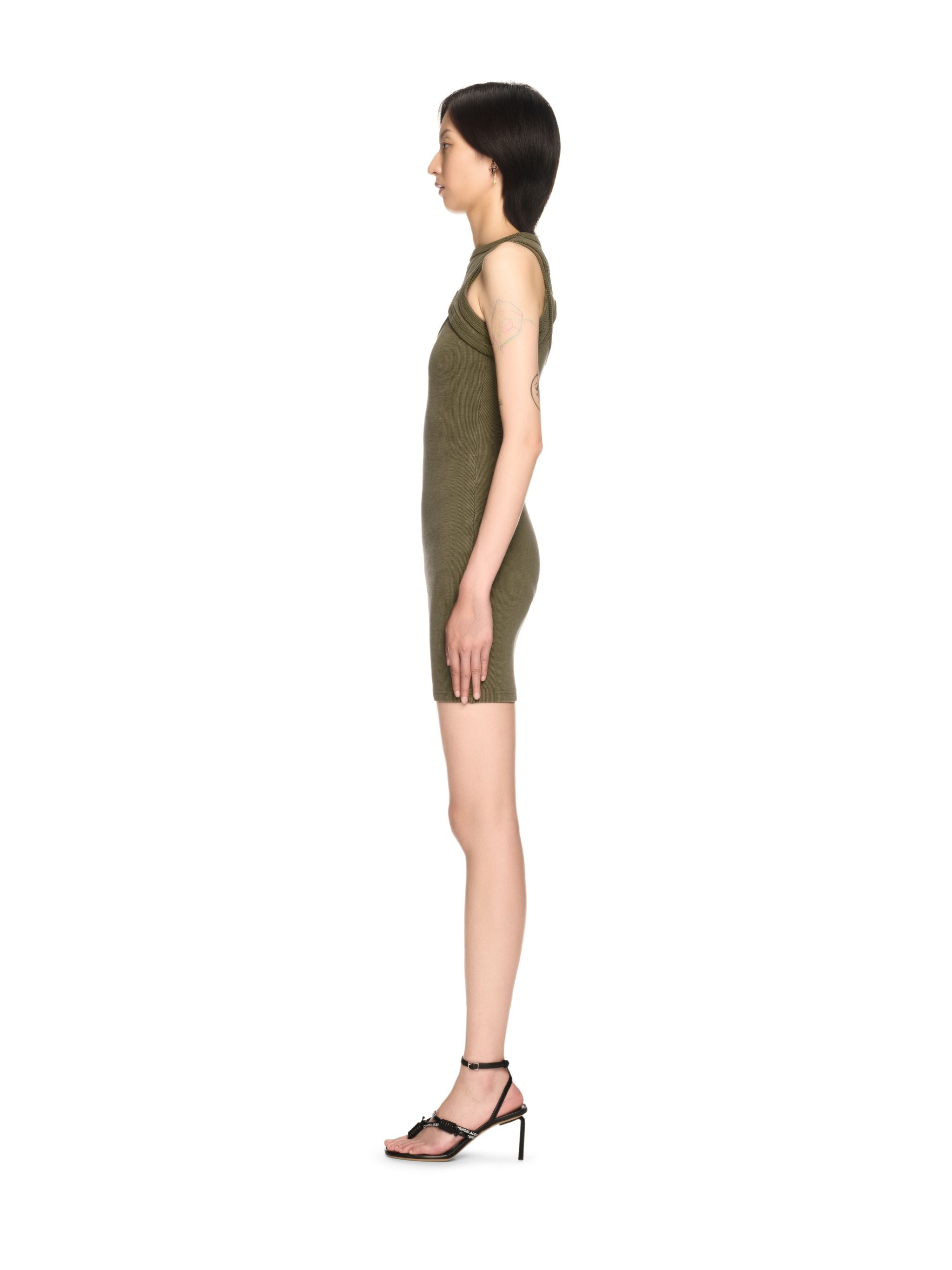 Off-White Off Stamp Rib Cut Out Dress Green