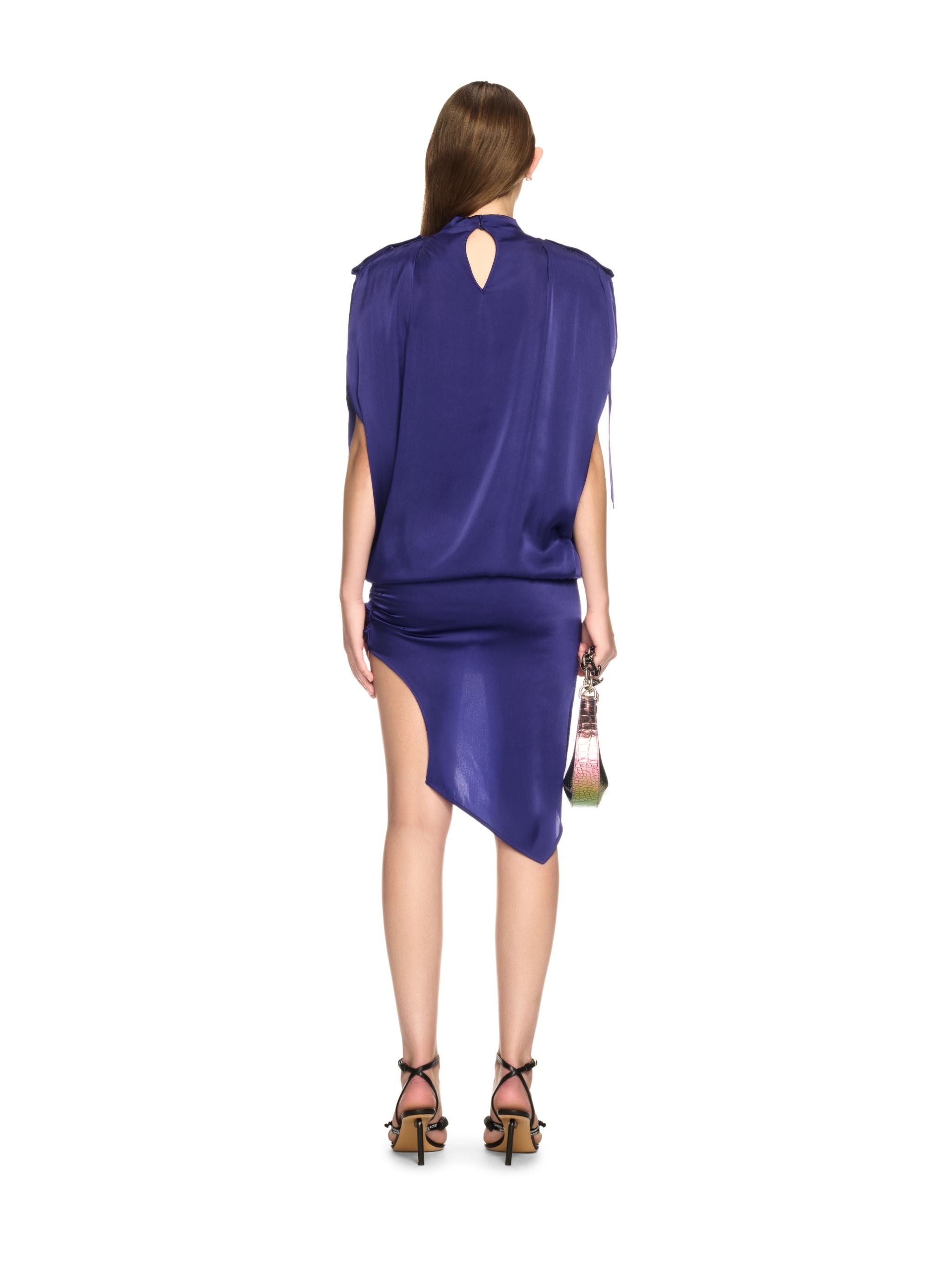Off-White Satin Key Dress Blue