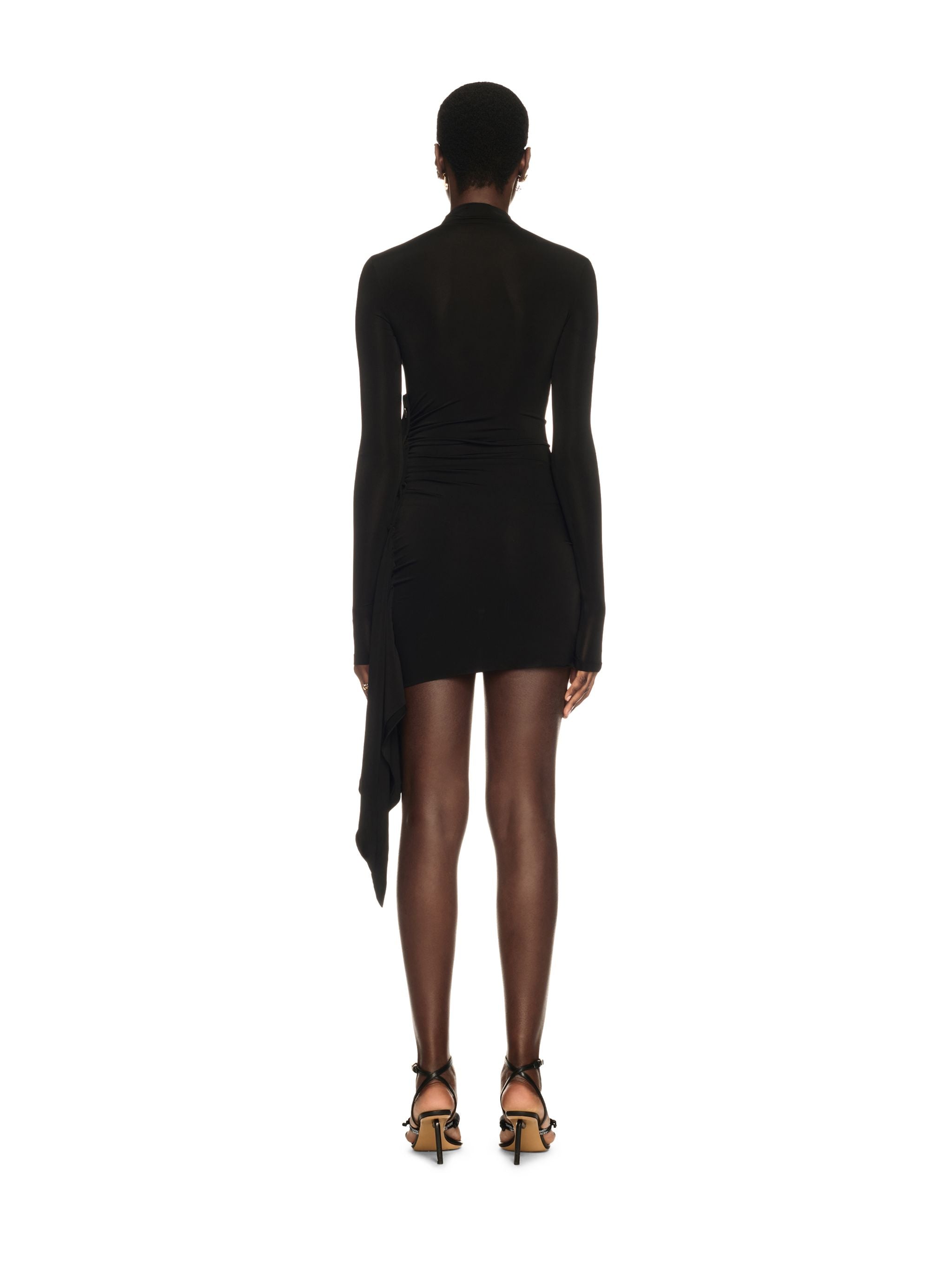 Off-White Sec Skin Draped Mini Dress Ls Black