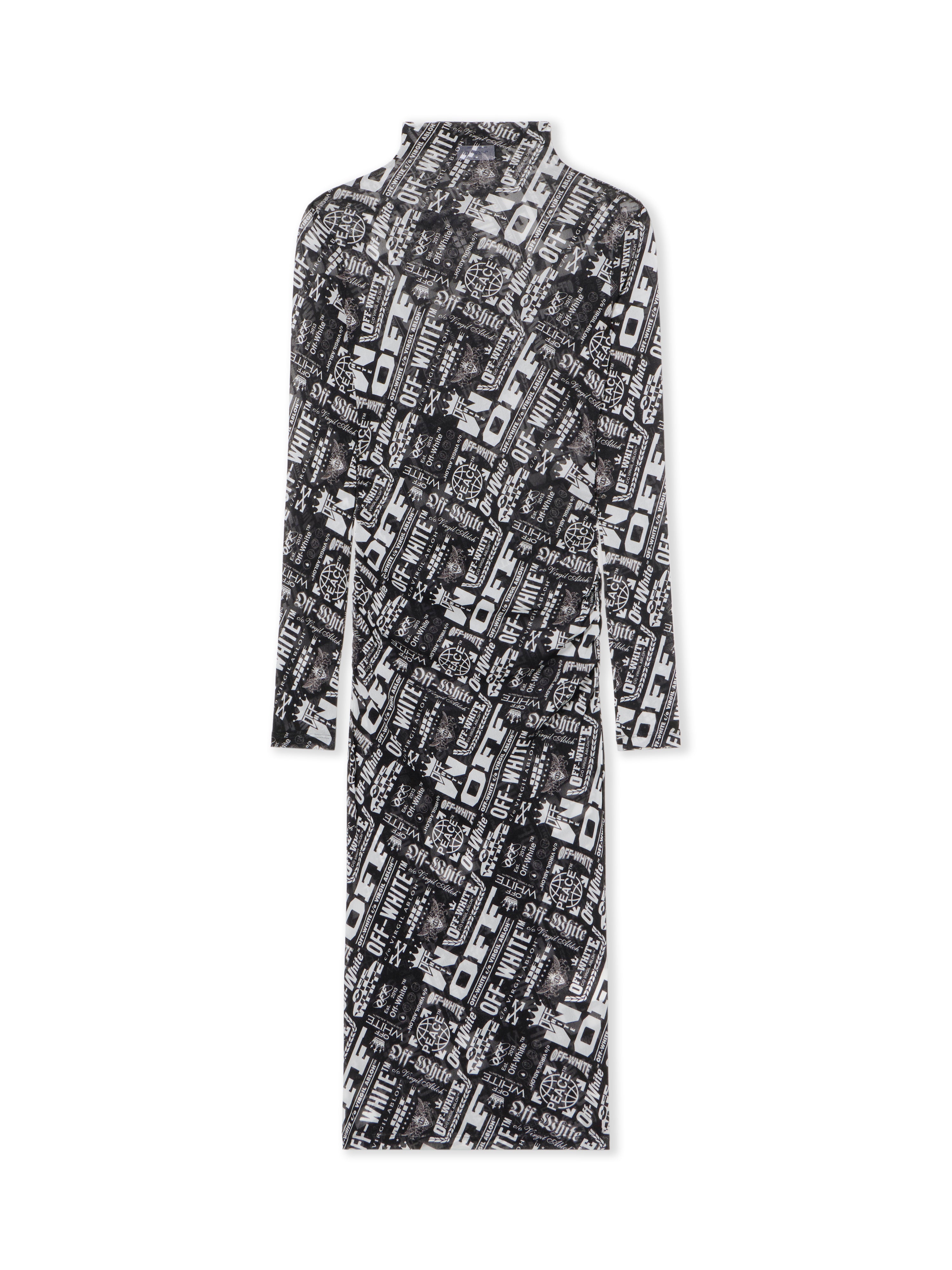 Off-White Multilogo Mesh Gather Midi Dress Black
