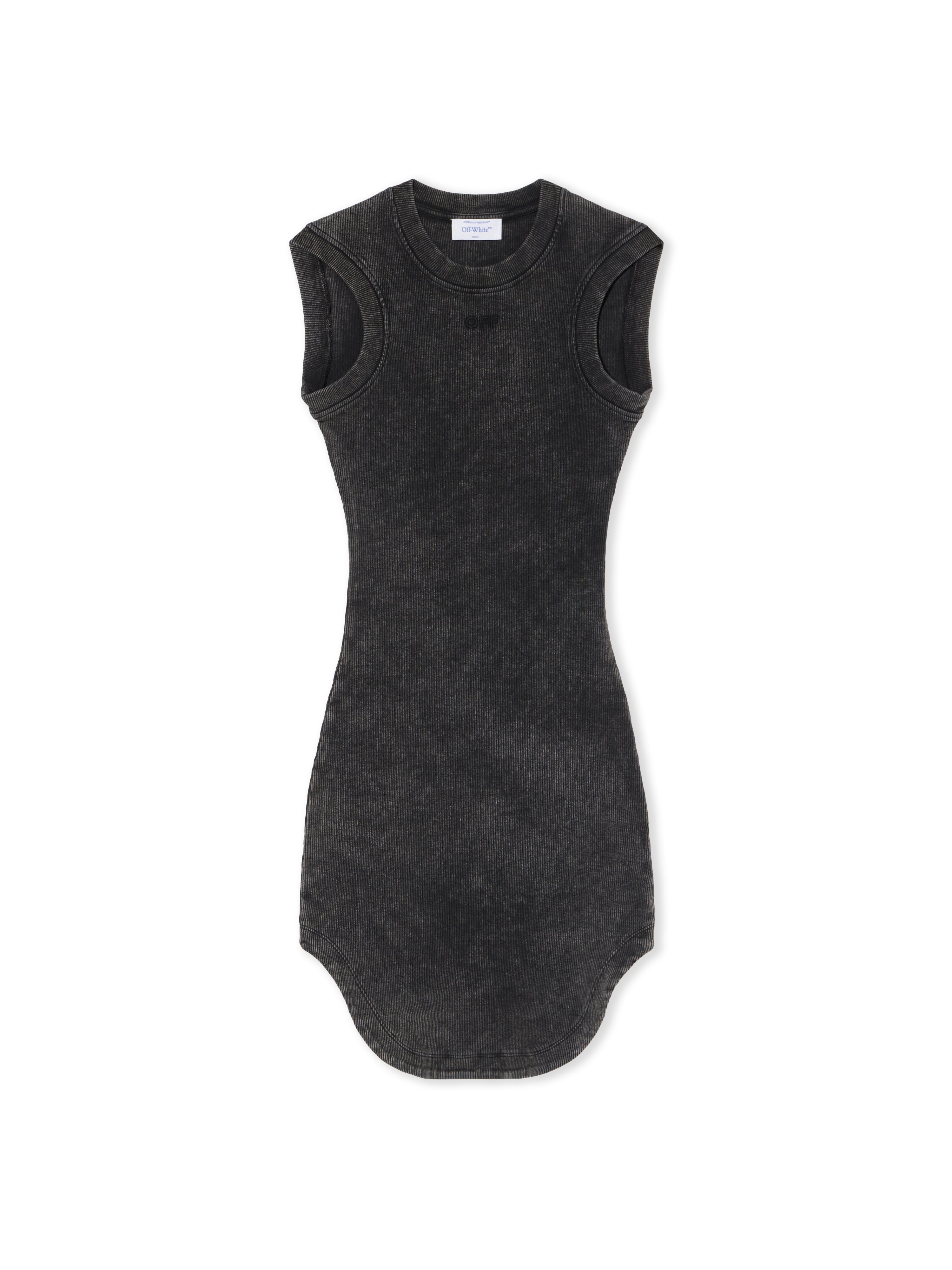 Off-White Off Stamp Ribbed Kat Mini Dress Black