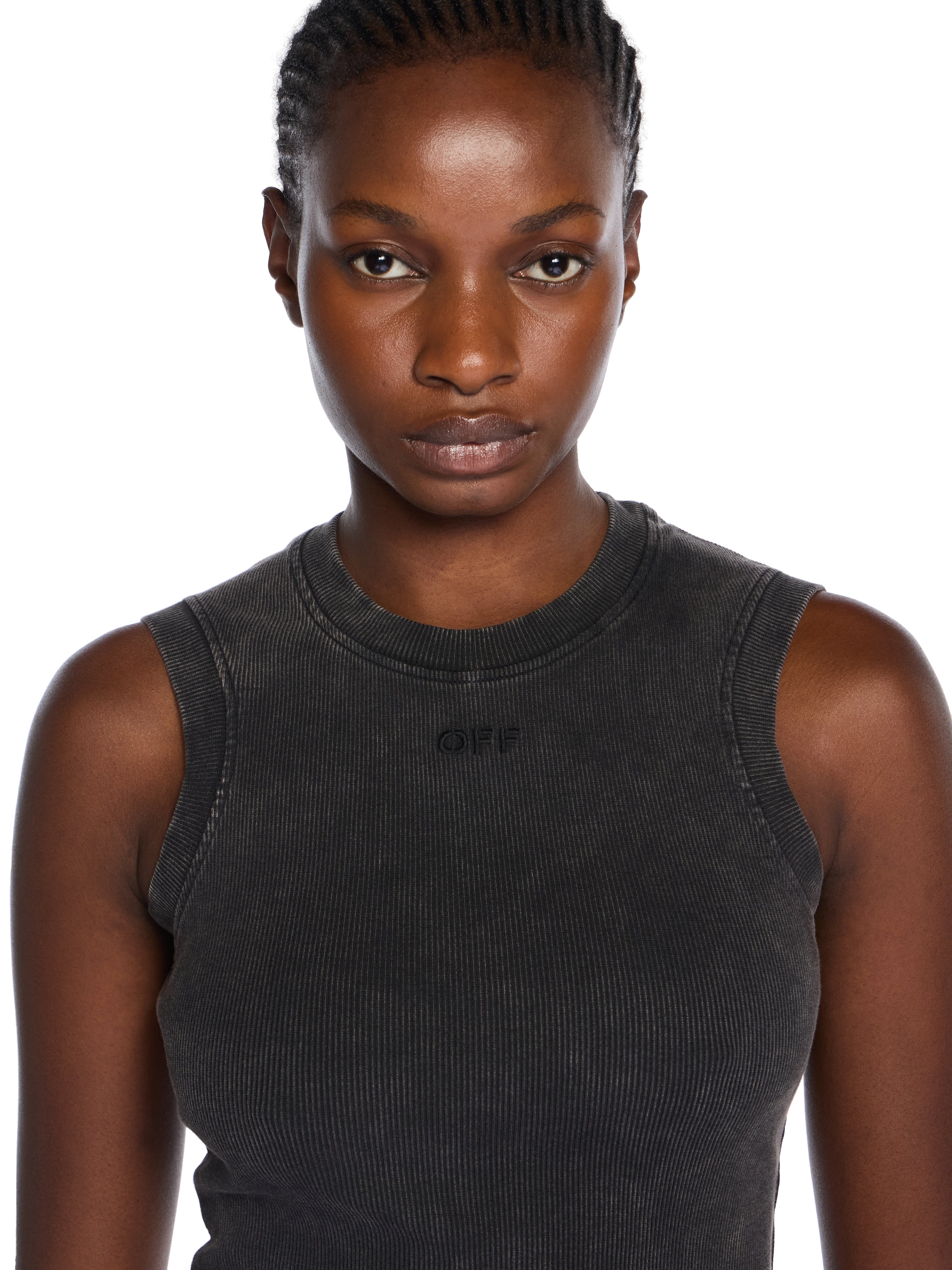 Off-White Off Stamp Ribbed Kat Mini Dress Black