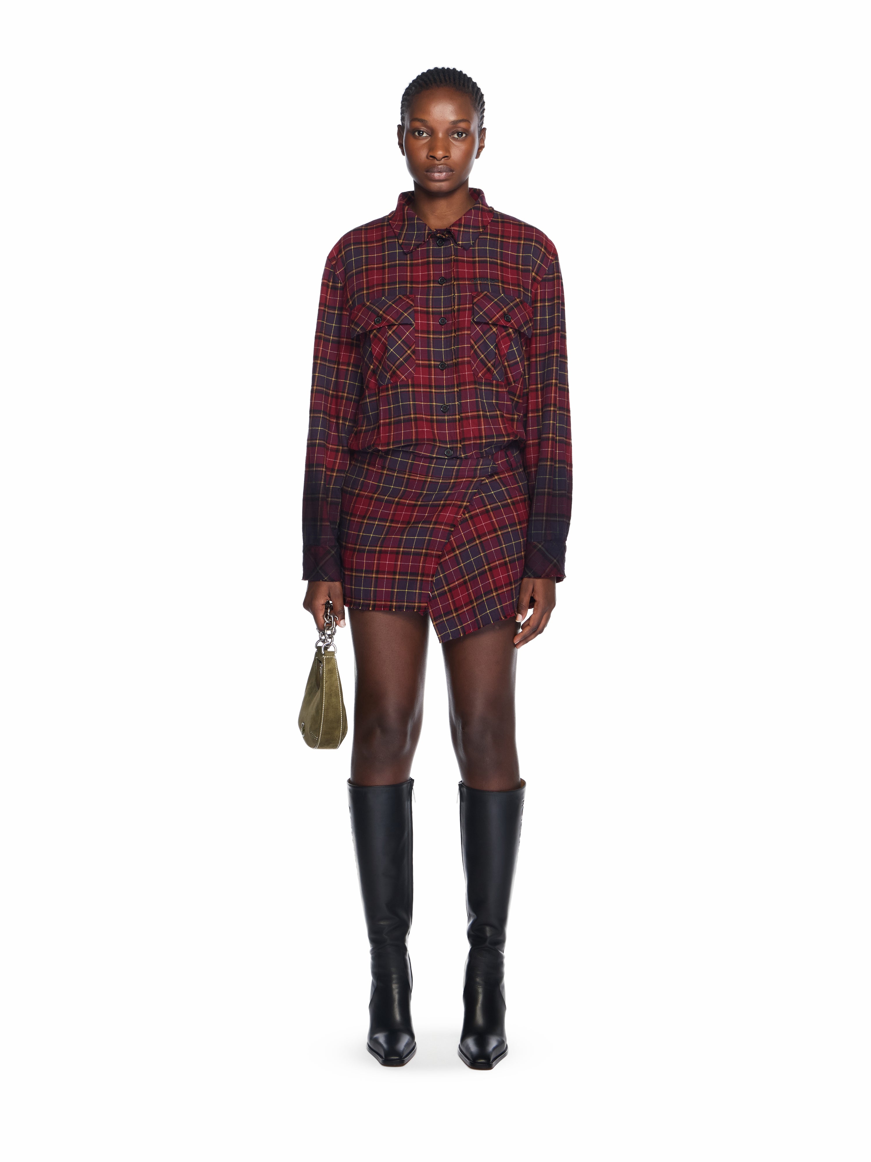 Off-White Check Flannel Arrow Dress Purple