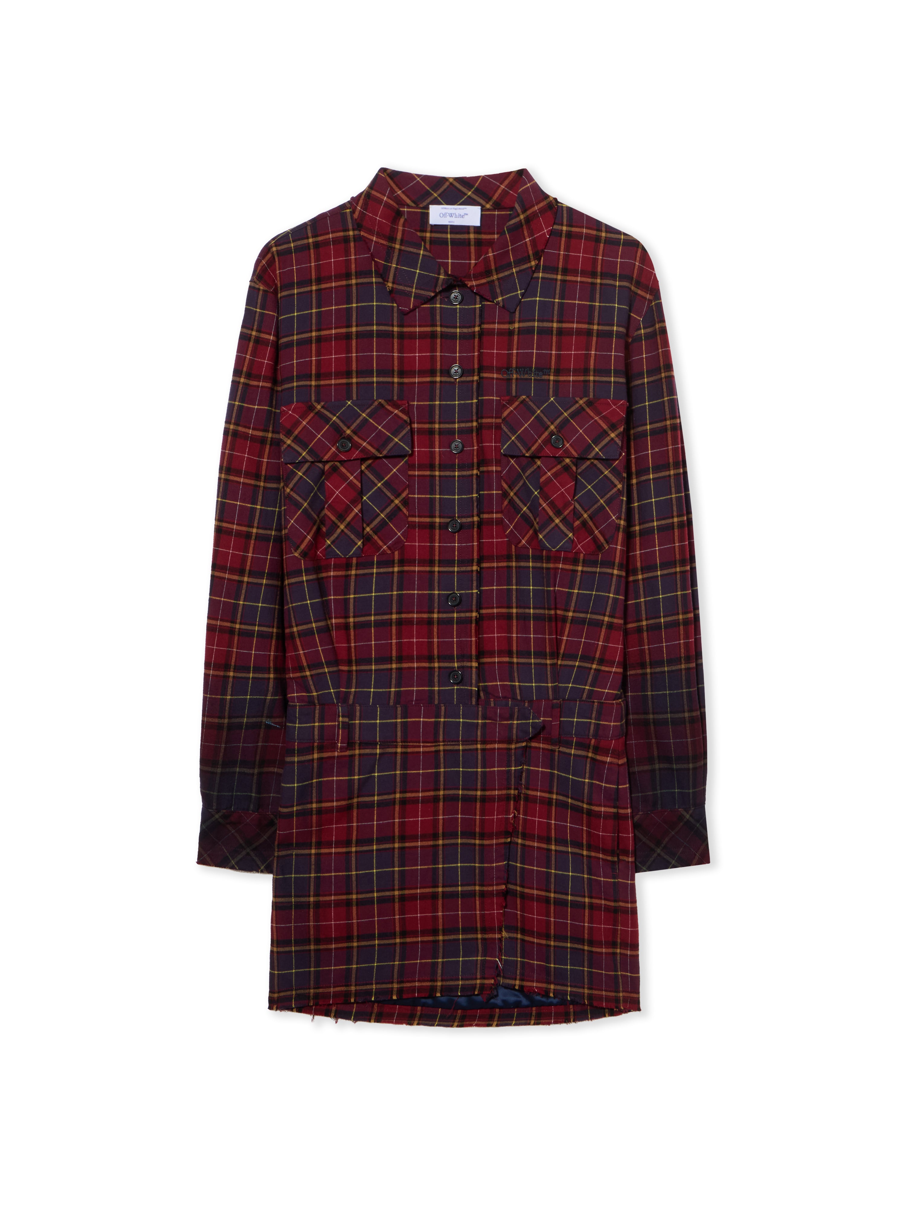 Off-White Check Flannel Arrow Dress Purple