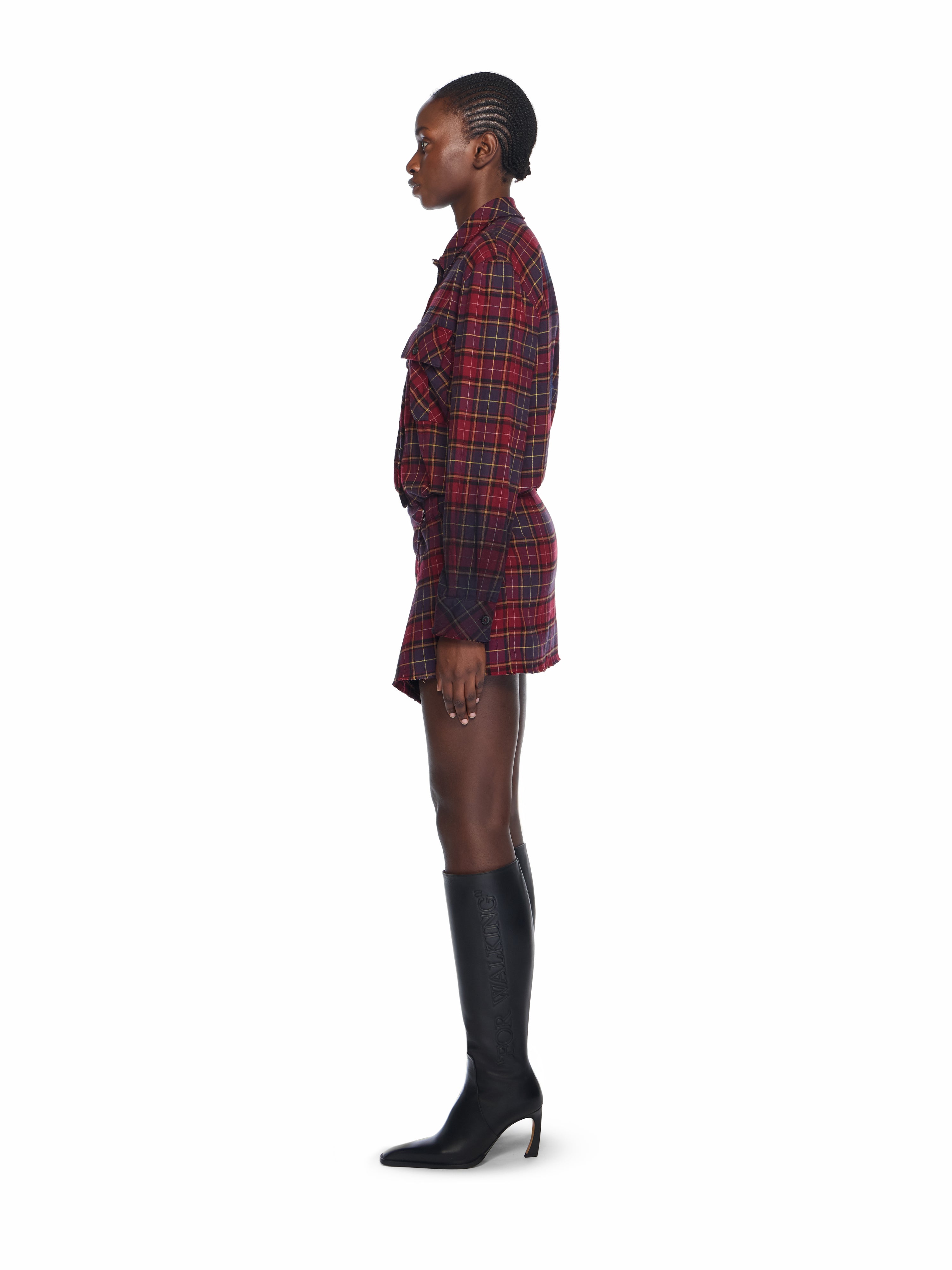 Off-White Check Flannel Arrow Dress Purple