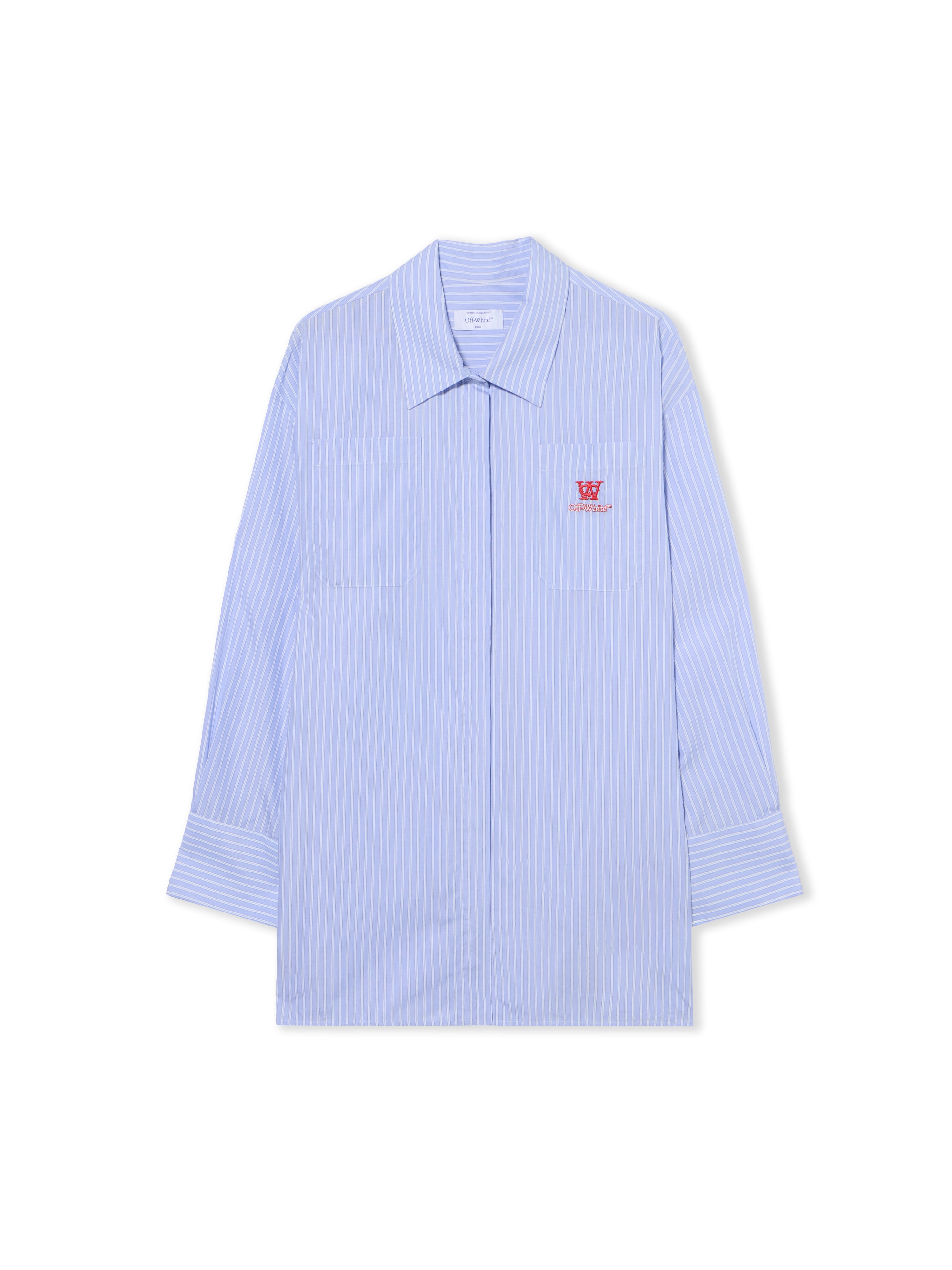 Off-White Striped Poplin Shirt Dress Blue