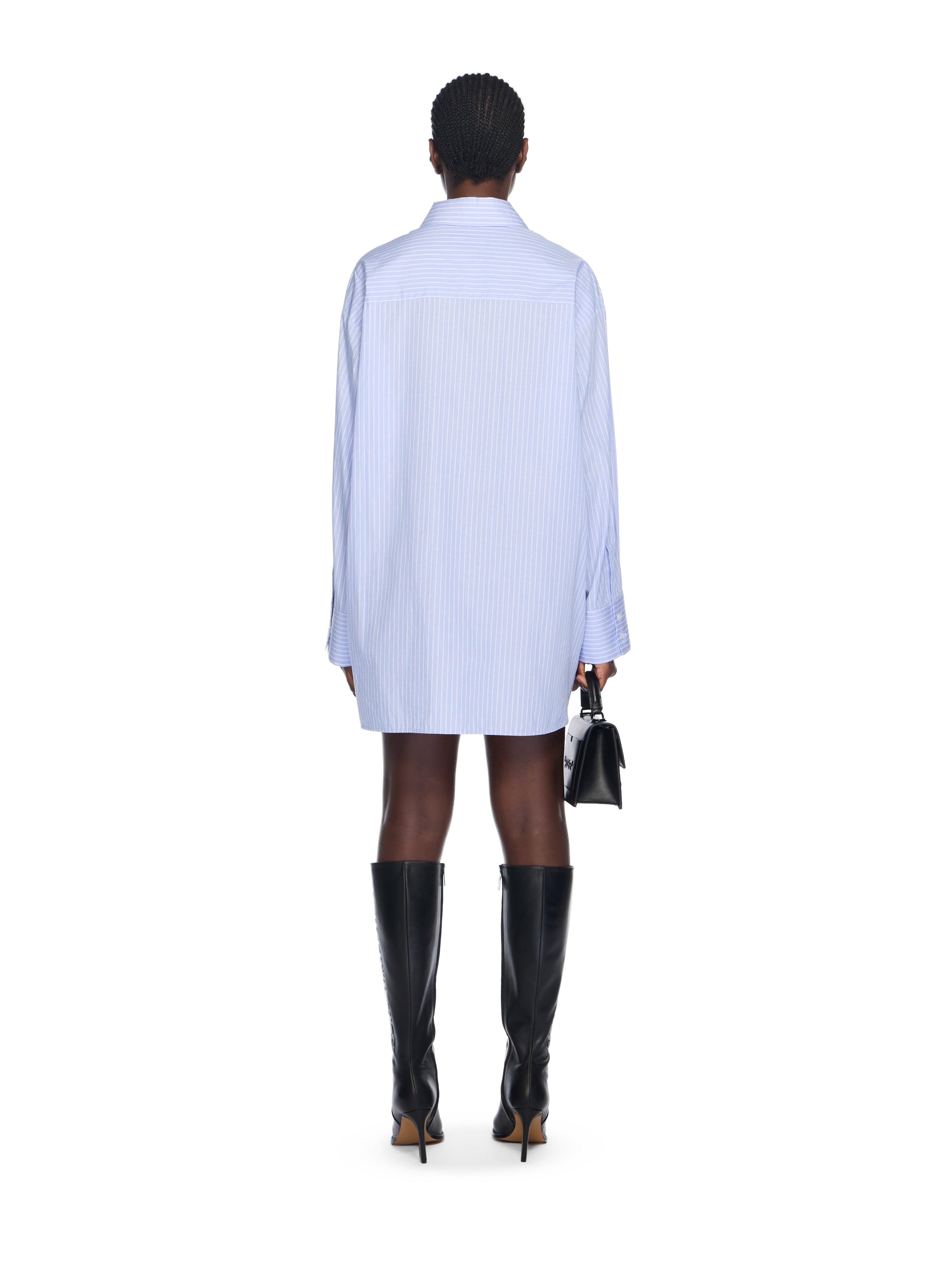 Off-White Striped Poplin Shirt Dress Blue