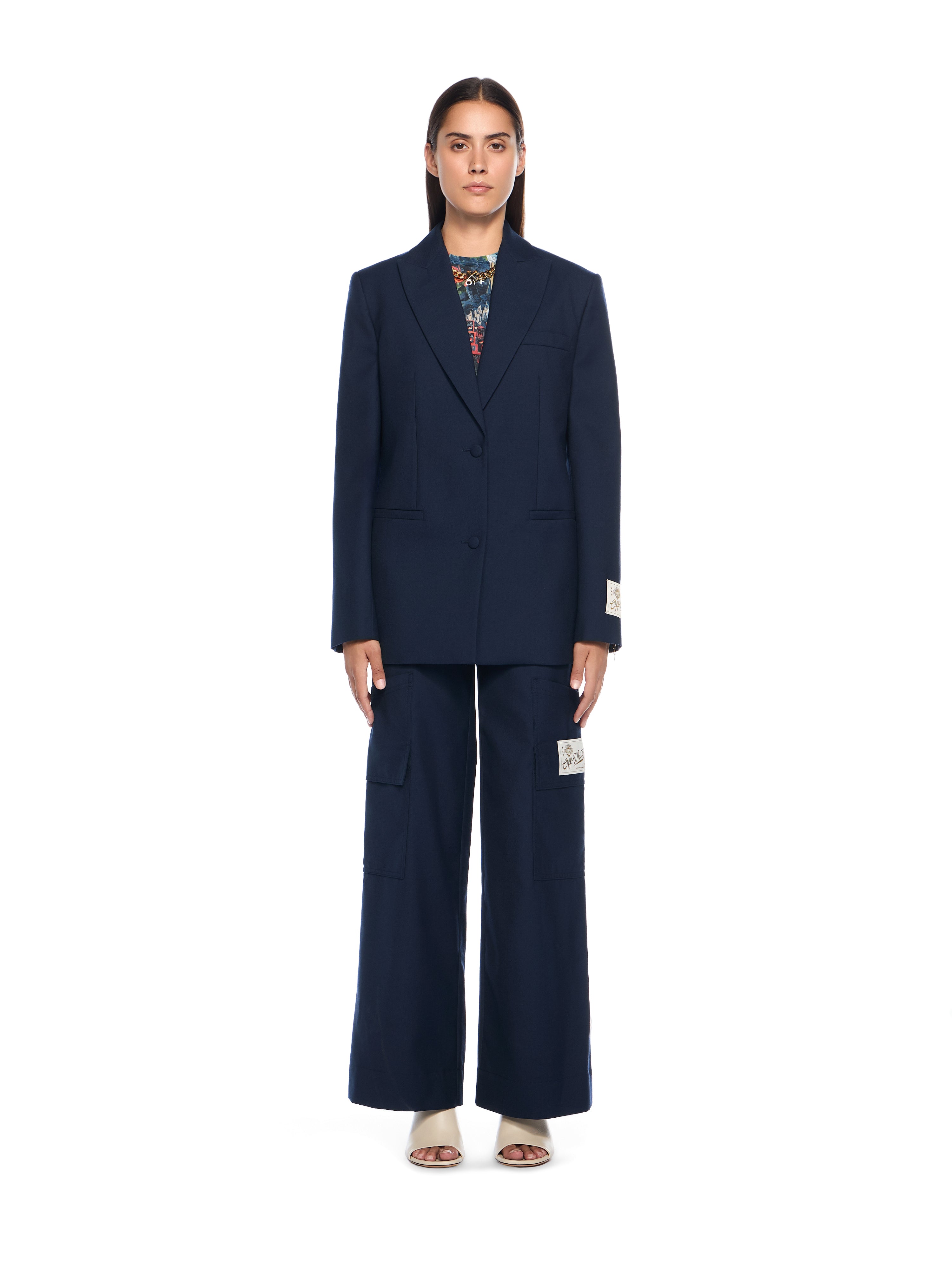 Off-White Gabardine Label Tomboy Blazer Blue