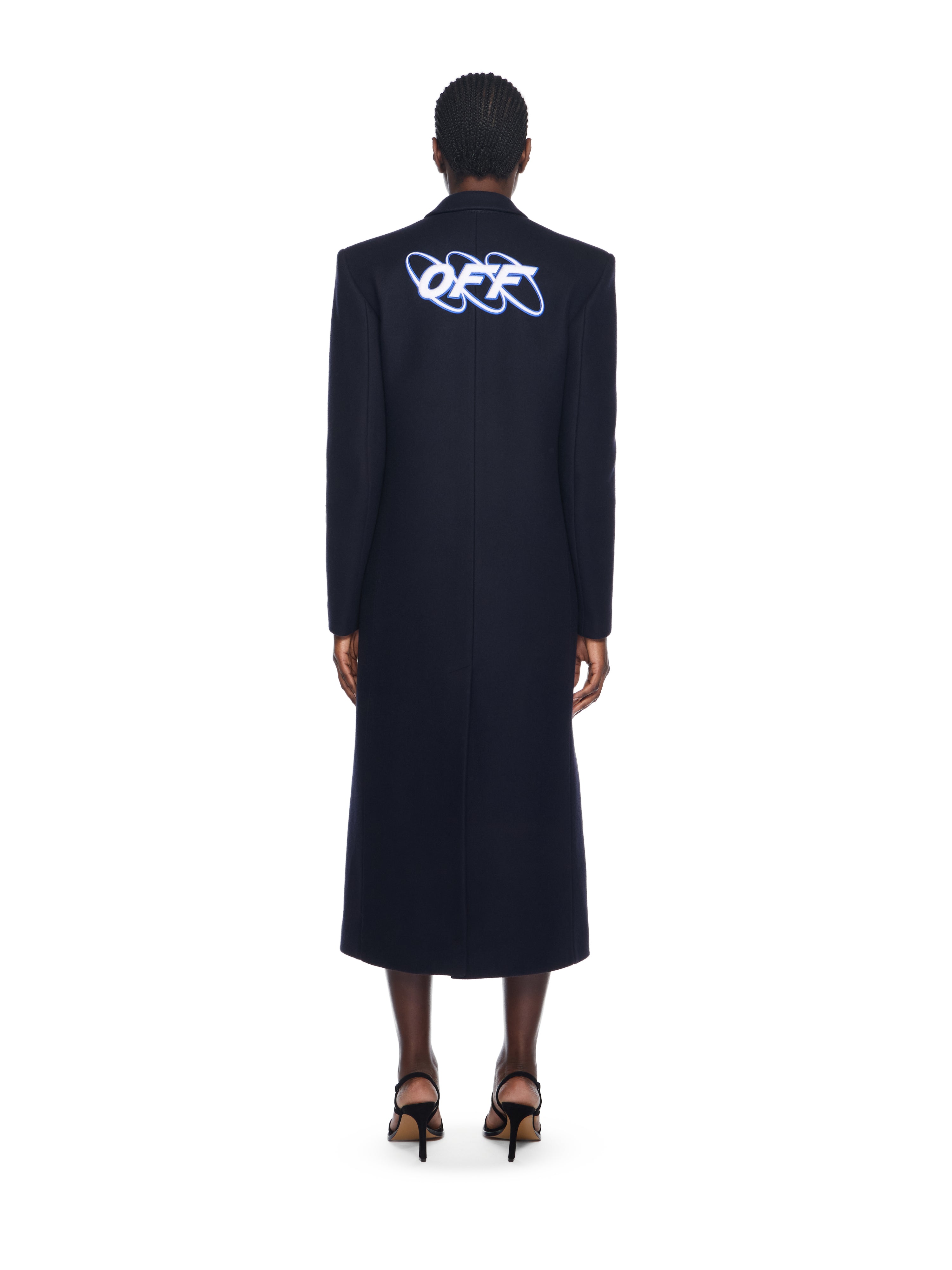 Off-White Long Tailored Wool Coat Blue