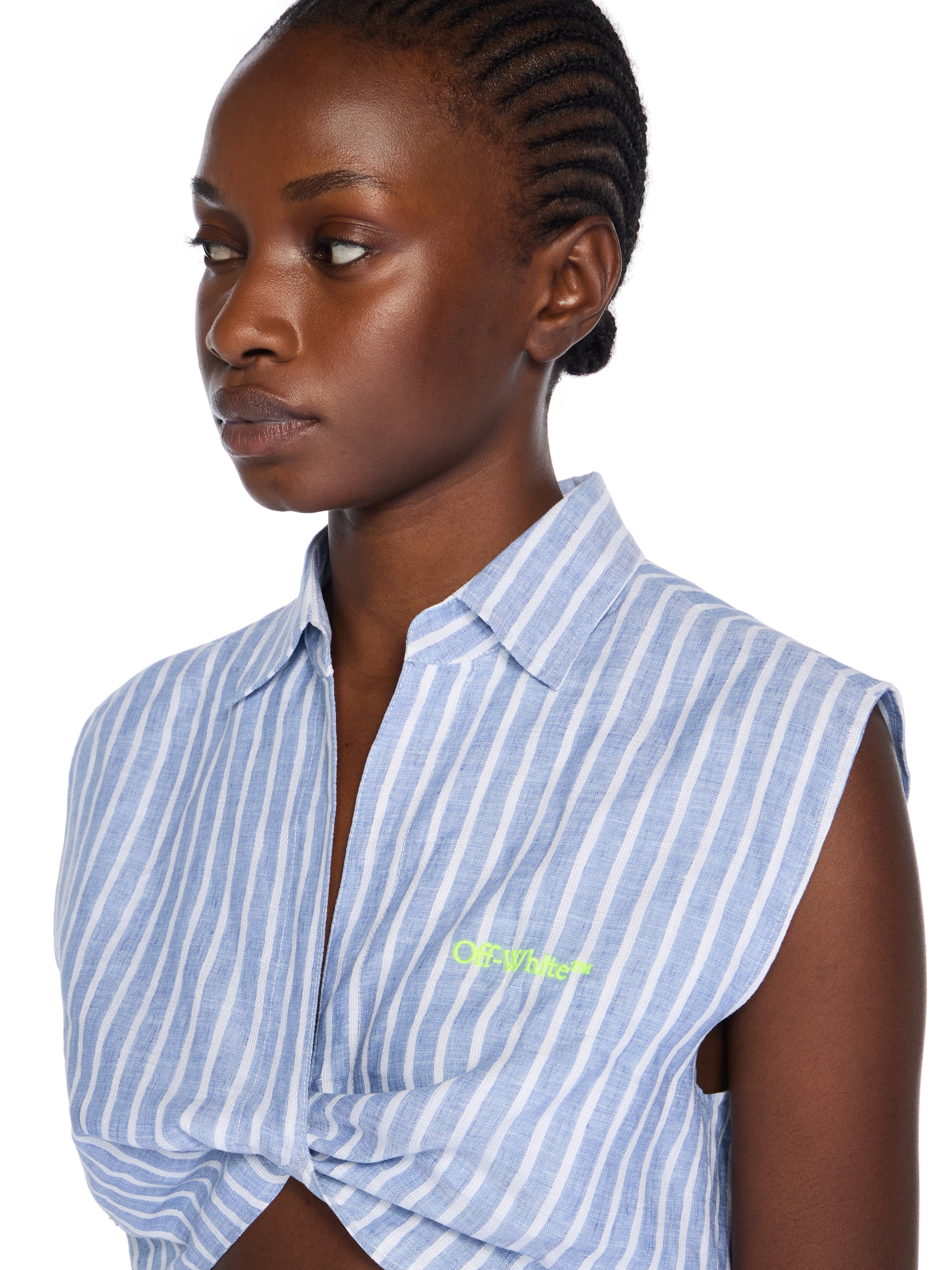 Off-White Striped Sleeveless Shirt Blue