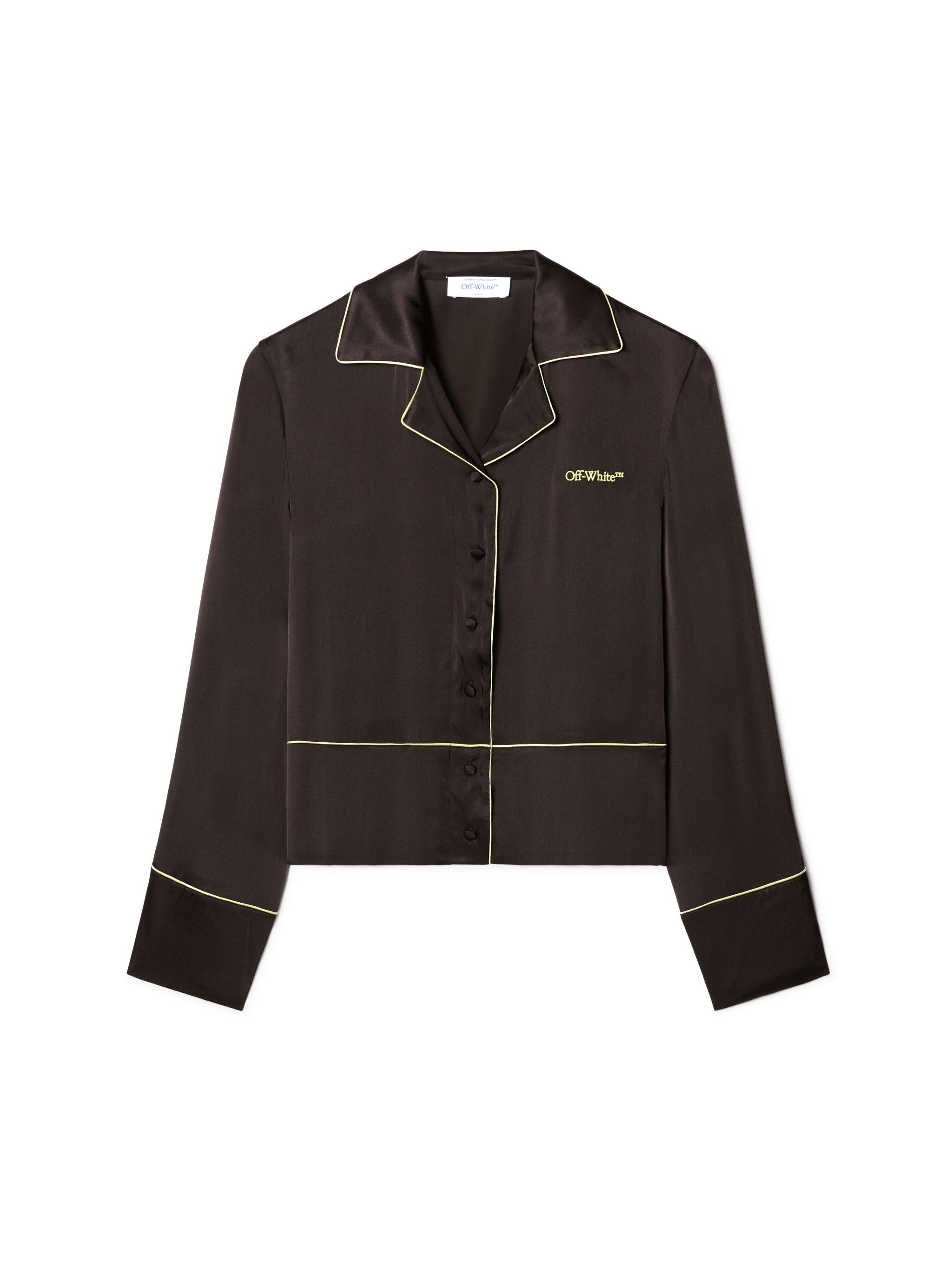 Off-White Satin Pajama Shirt Black