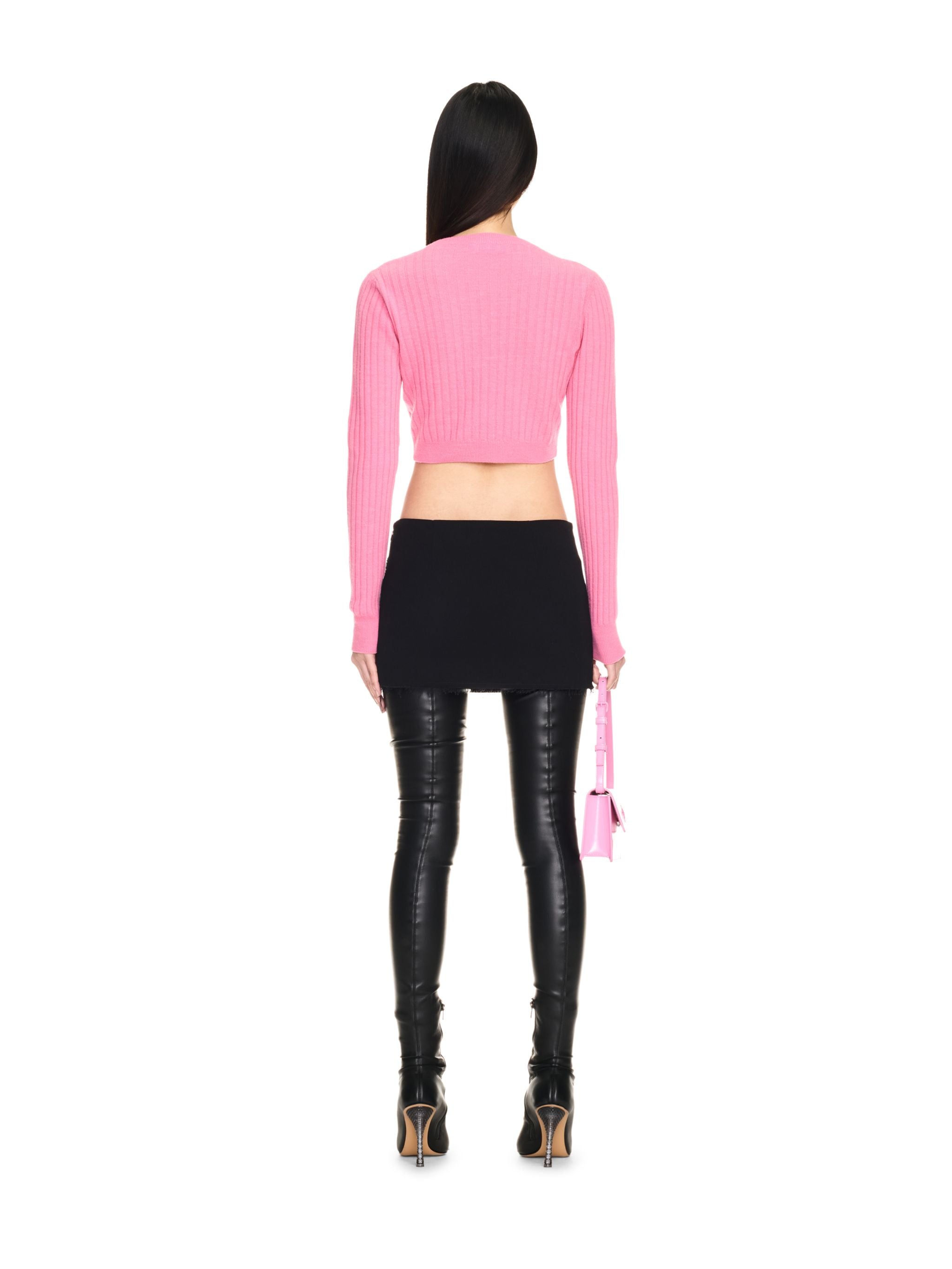 Off-White We Upside Down Crop Cardigan Pink