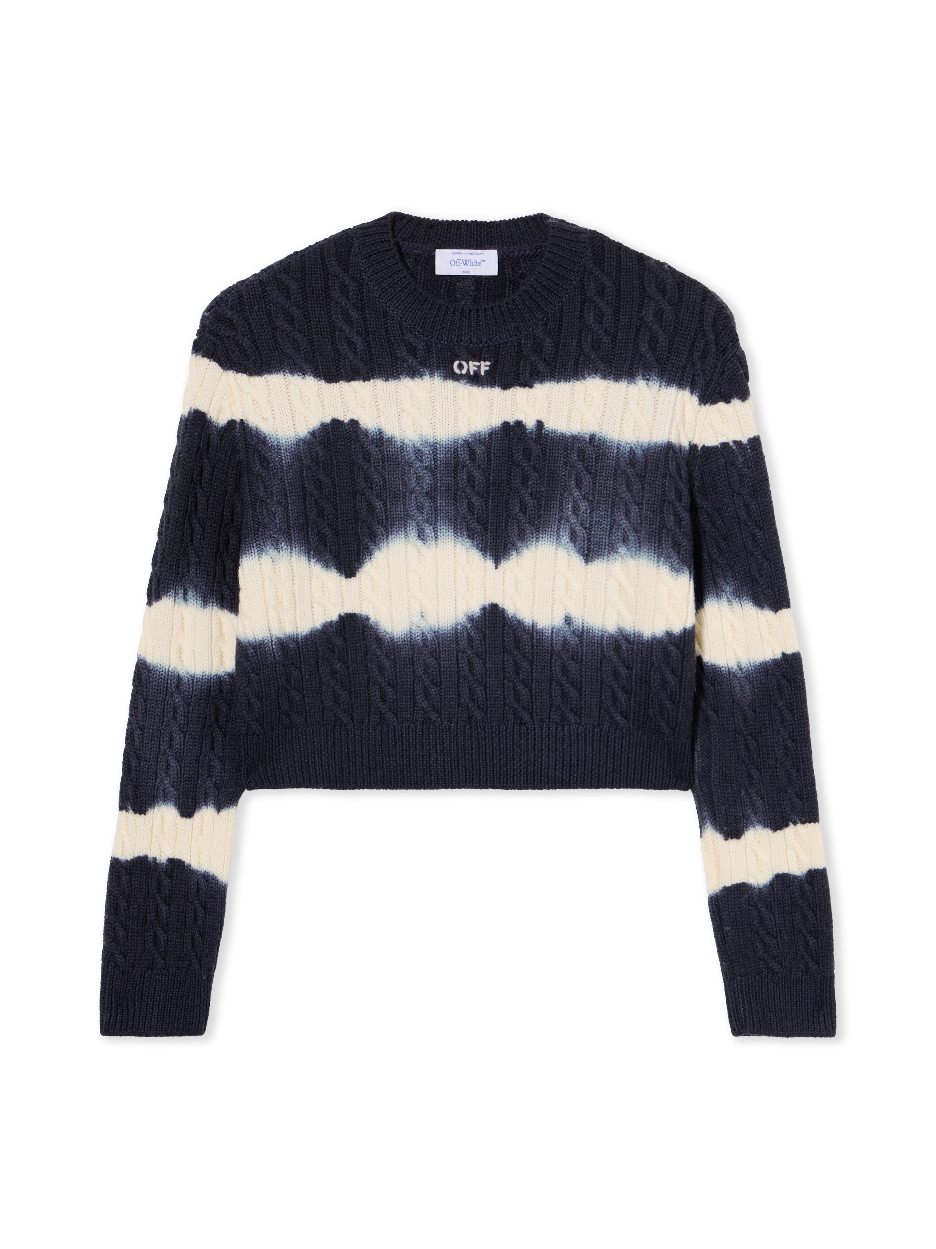 Off-White Tiedye Cable Crop Crewneck Sweater Blue