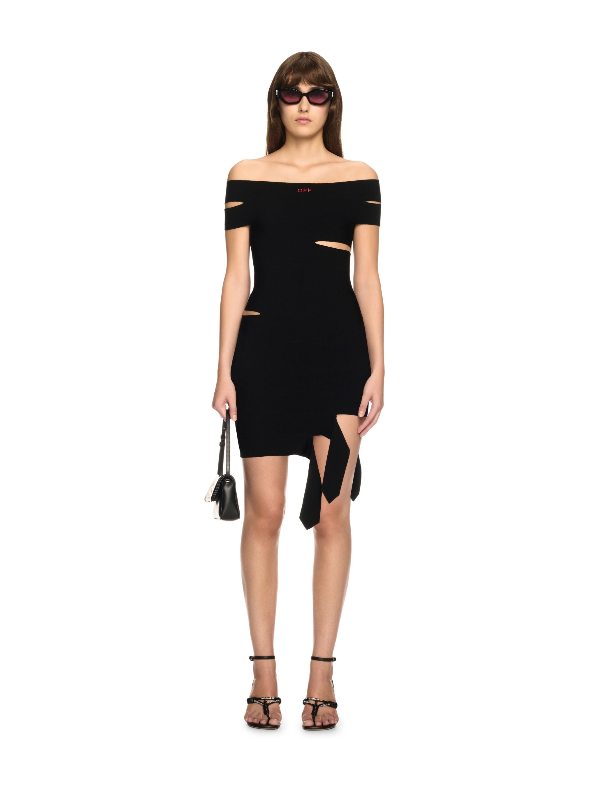 Off-White Off Straps Bandeau Mini Dress Black