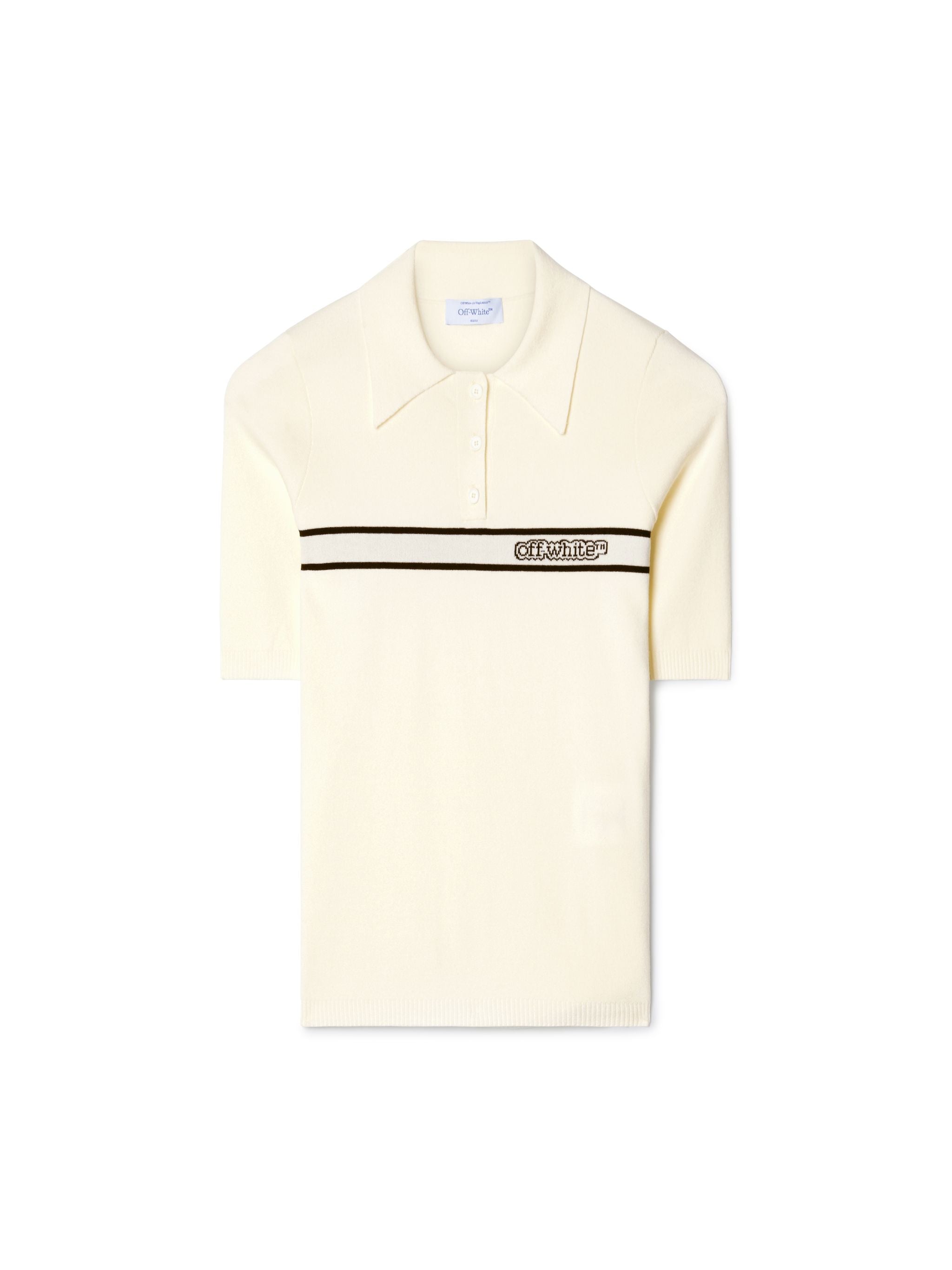Off-White Logo Stripe Ss Polo Neutrals
