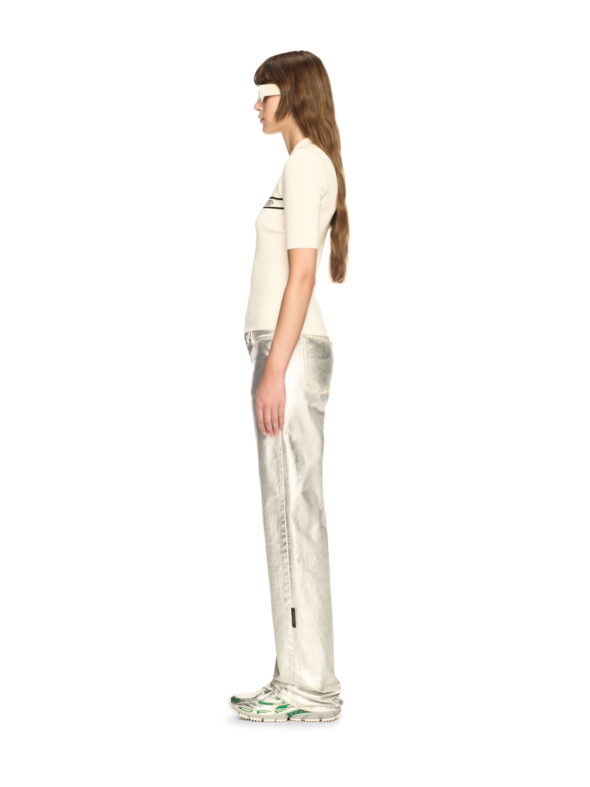 Off-White Logo Stripe Ss Polo Neutrals