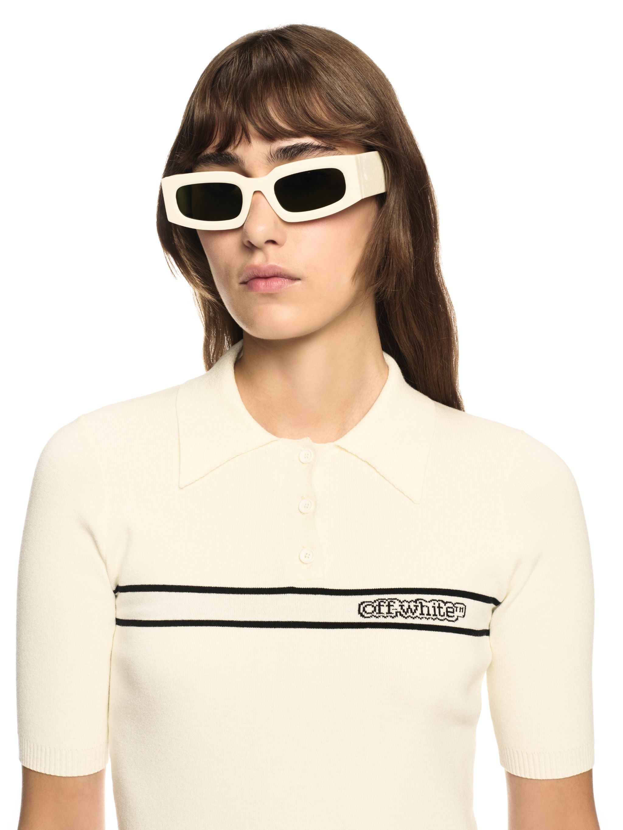 Off-White Logo Stripe Ss Polo Neutrals