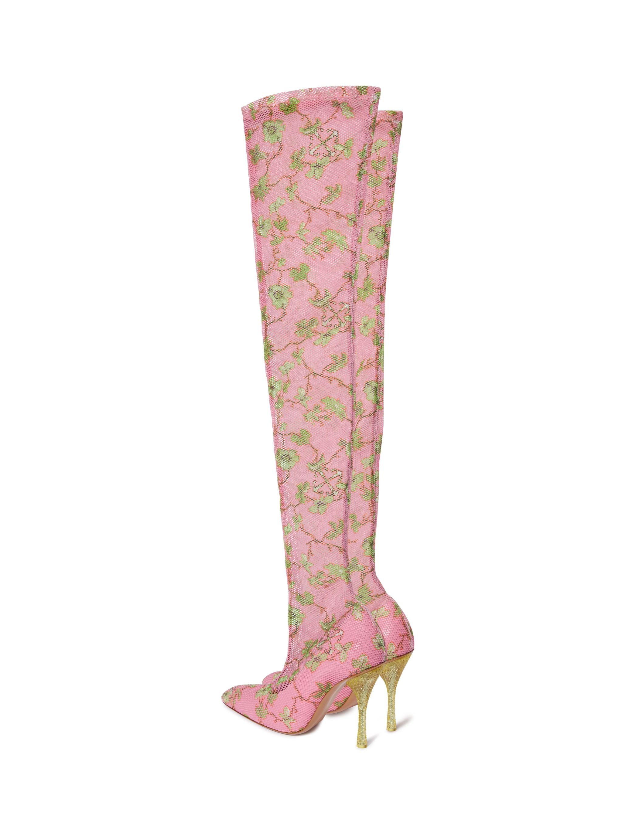 Off-White Crystal Printed Mesh Cuissard Womens Pink