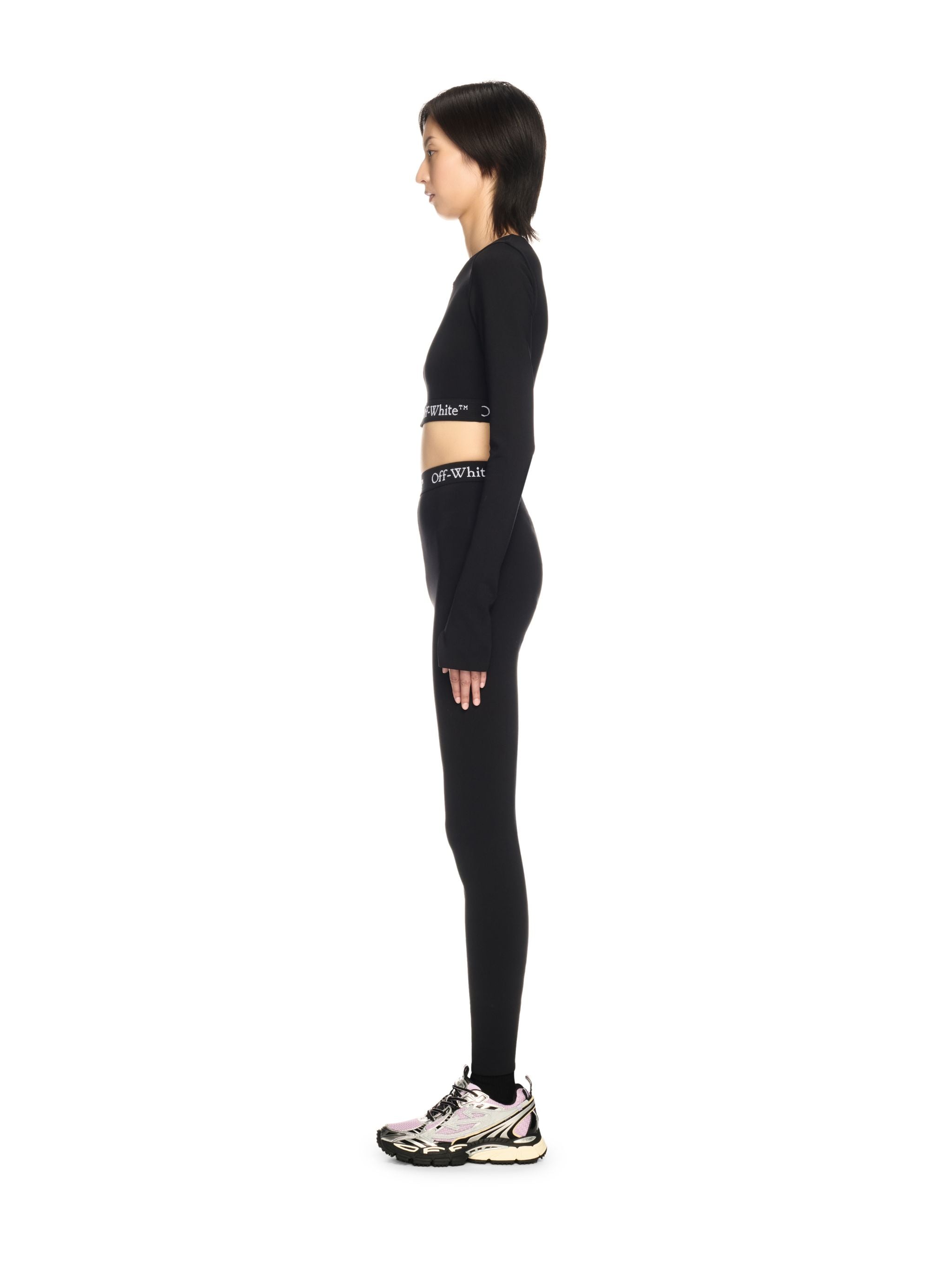 Off-White Black Logo Band Zip Crop Top