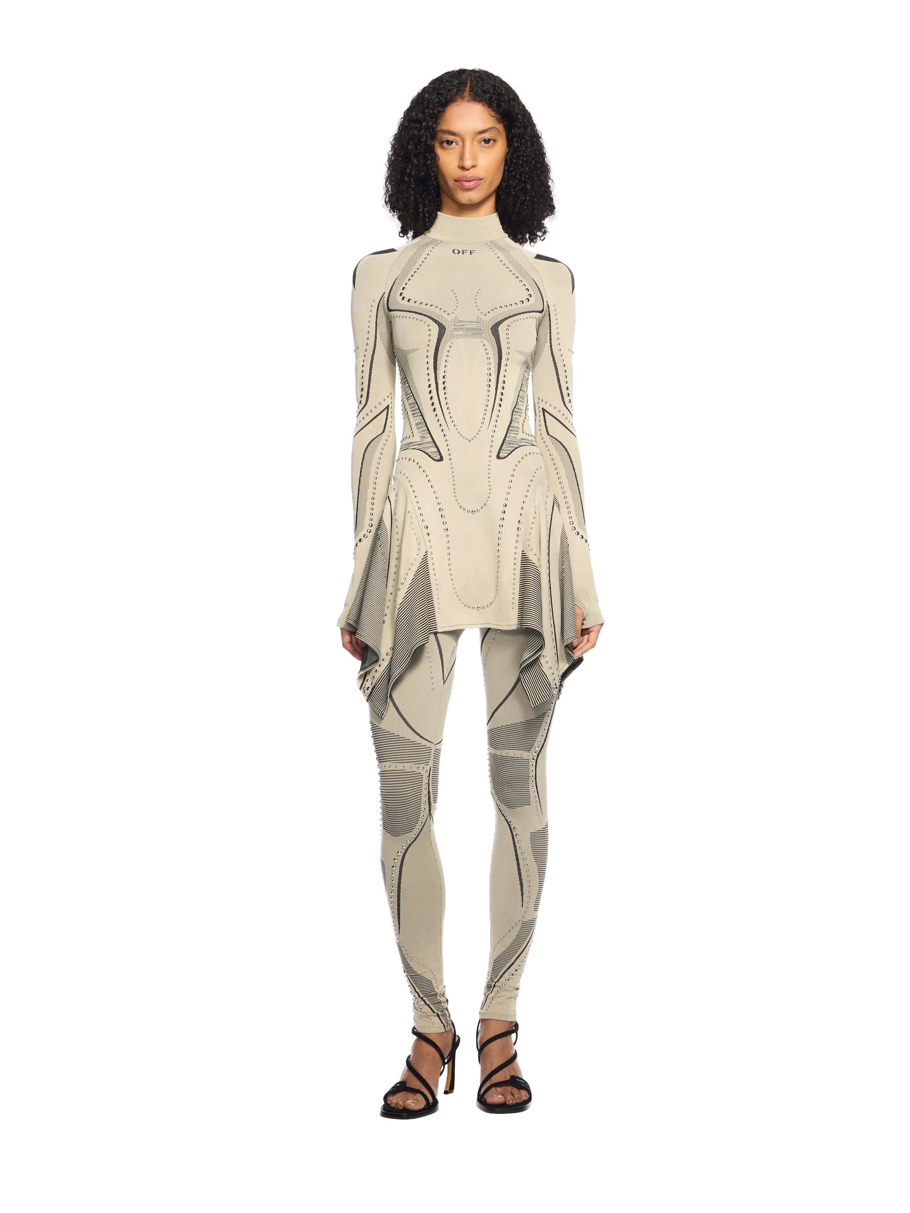 Off-White Studded Seamless Race Pants Beige