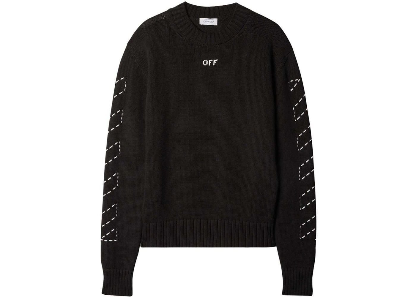 off-white arrows-embroidery crew-neck jumper black