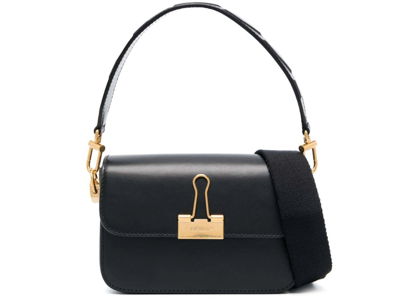 off-white binder leather shoulder bag black