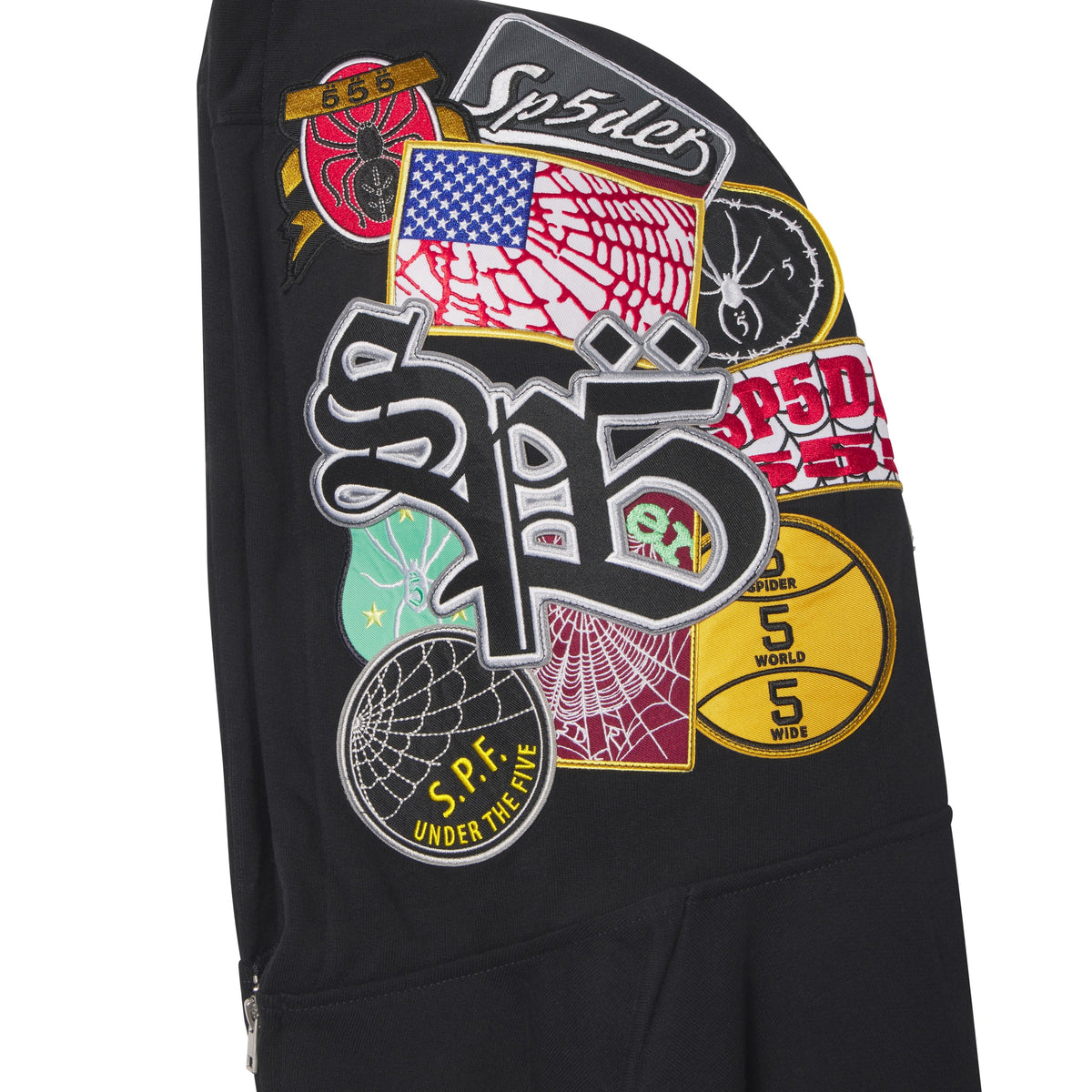 Sp5der Patchwork ZIP Hoodie