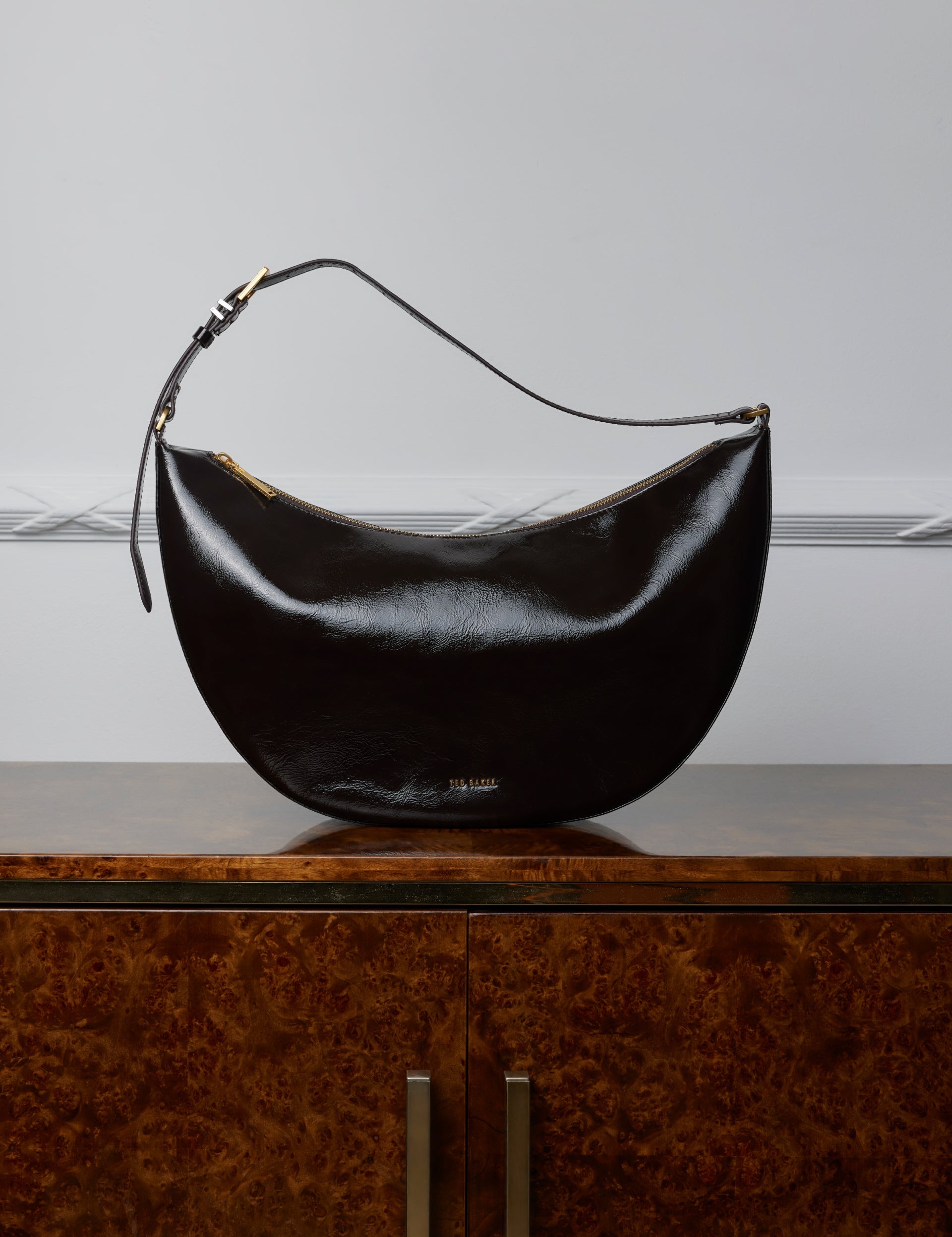 Ted Baker Taliee Suede Leather Half Moon Shoulder Bag Women's