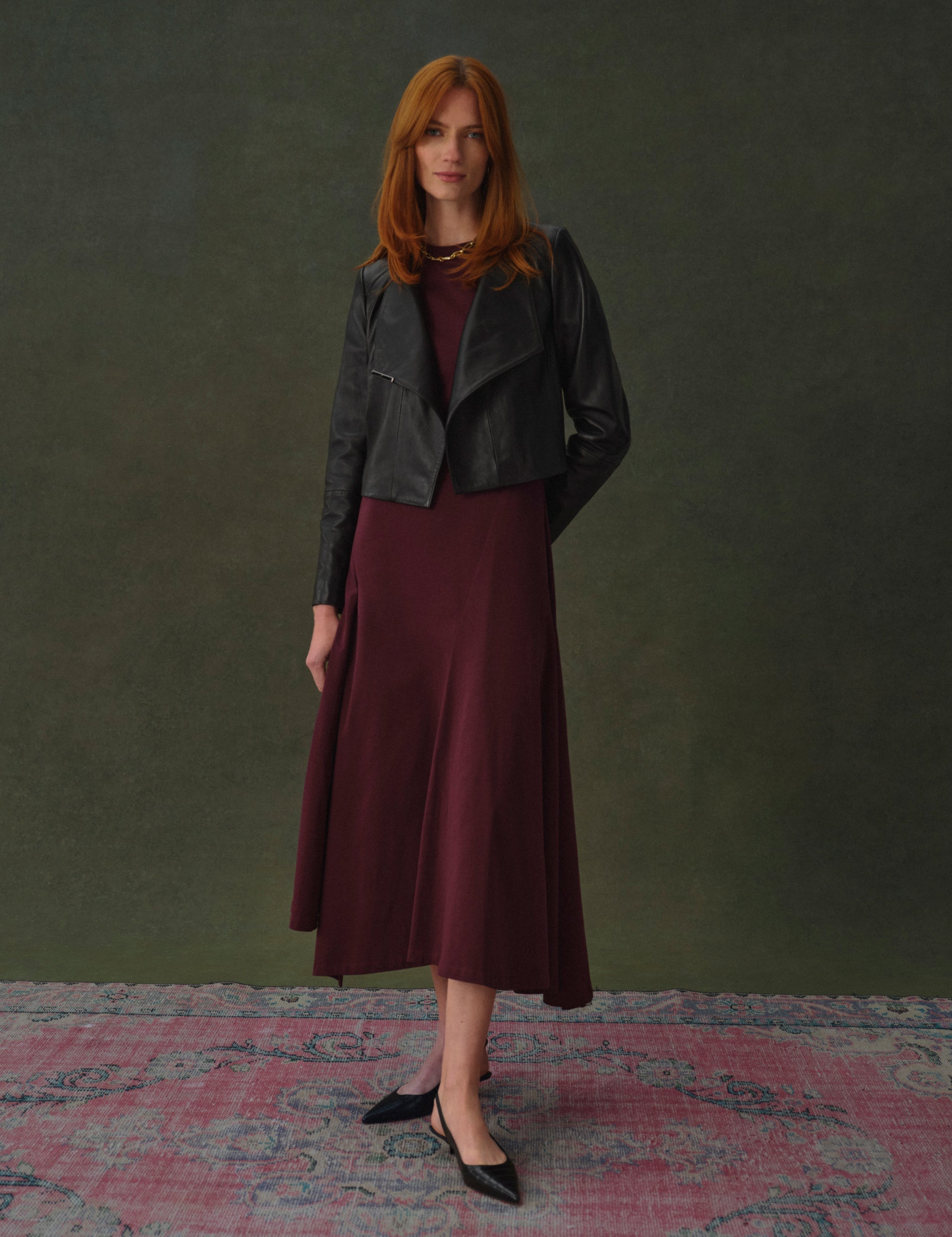Ted Baker Riyoze Wrap Front Cropped Leather Jacket Women's