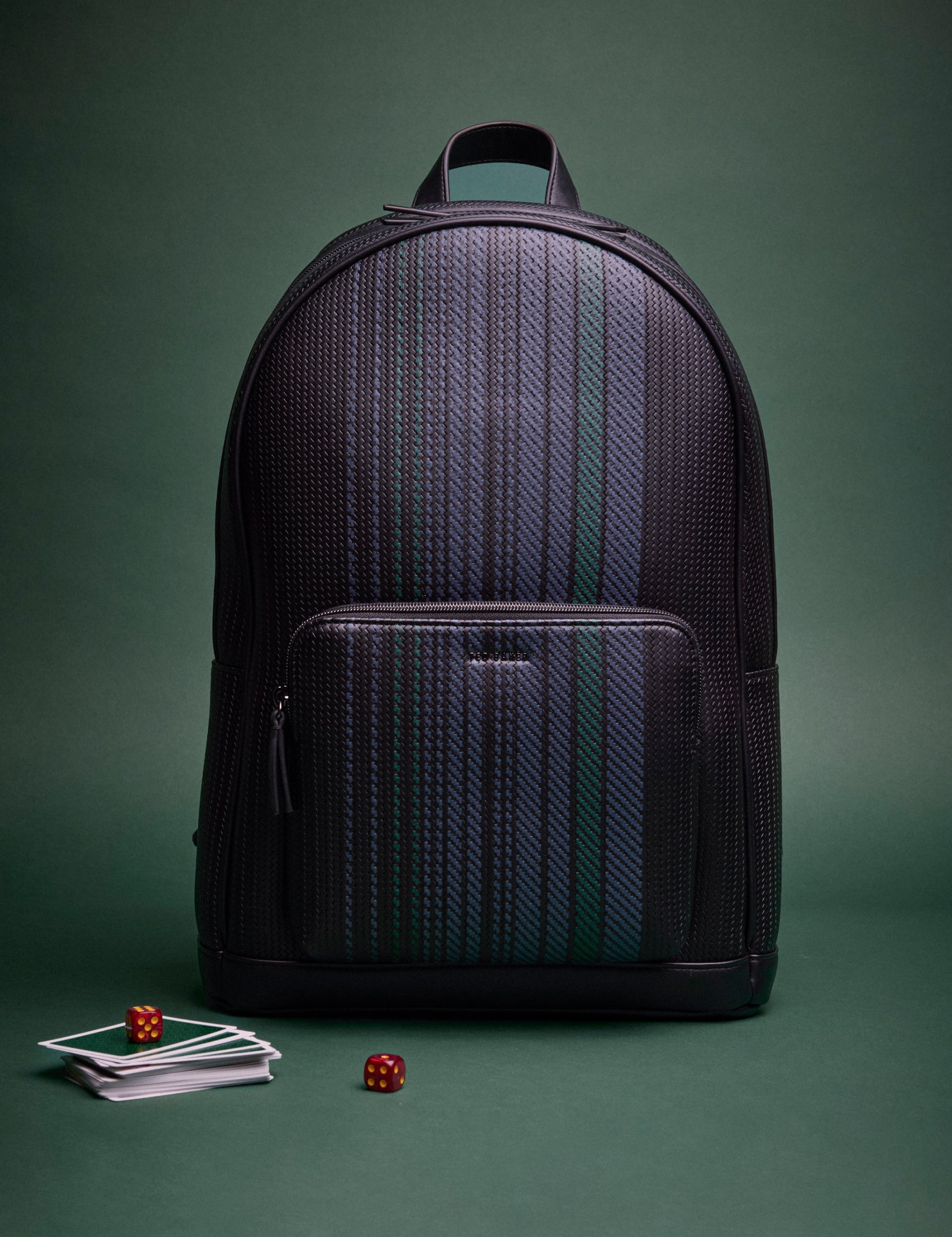 Ted Baker Waliis Striped Woven Texture Pu Backpack