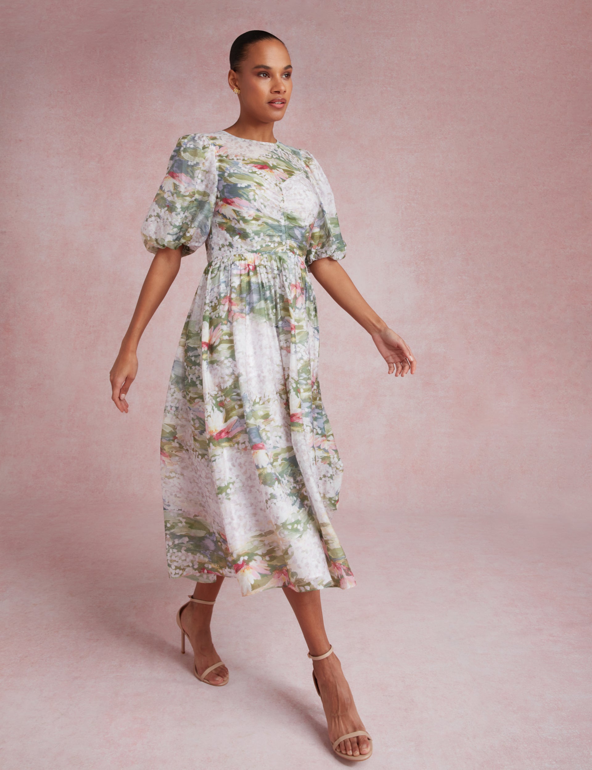 Ted Baker Jonora Lilypad Print Puff Sleeve Midi Dress Women's