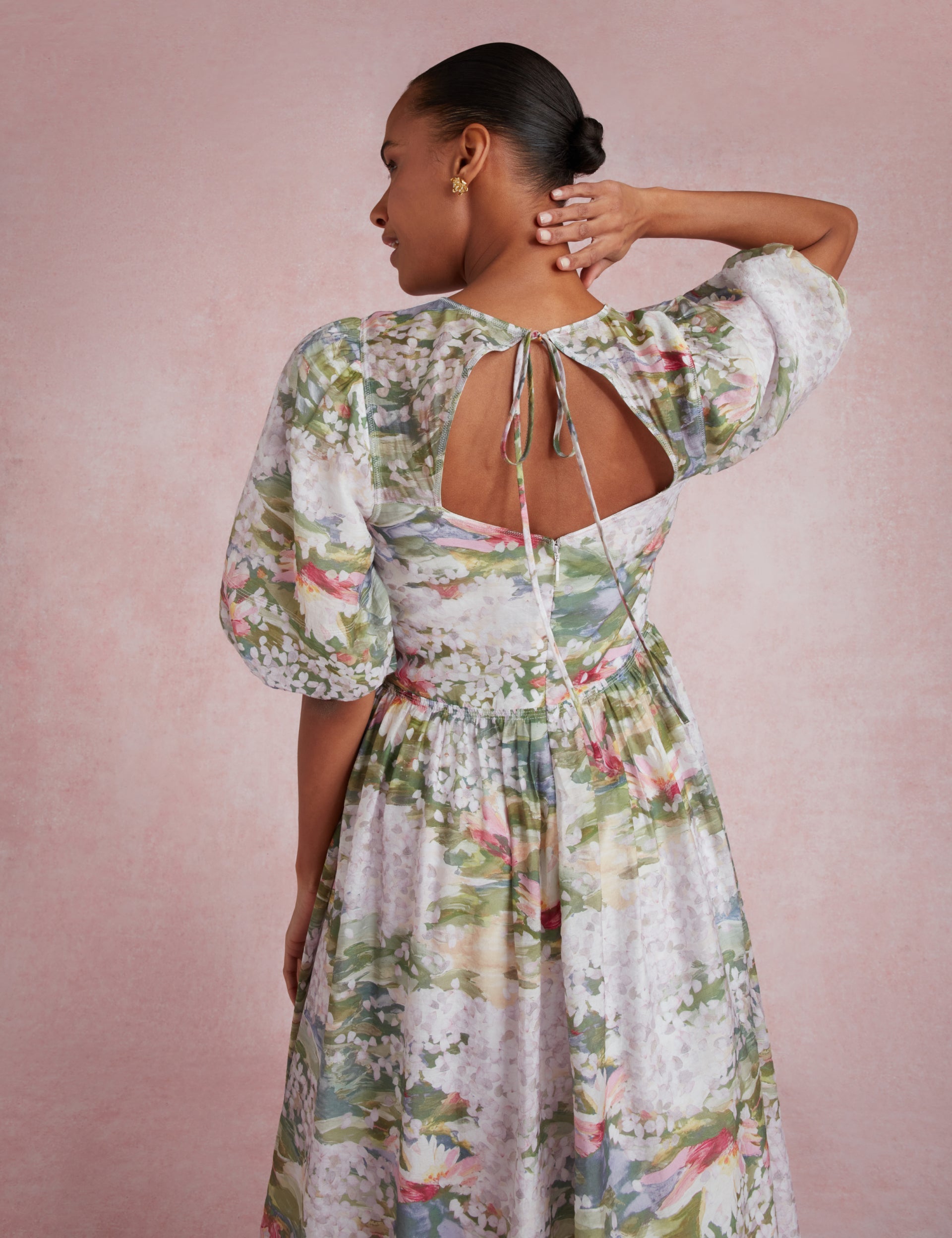 Ted Baker Jonora Lilypad Print Puff Sleeve Midi Dress Women's