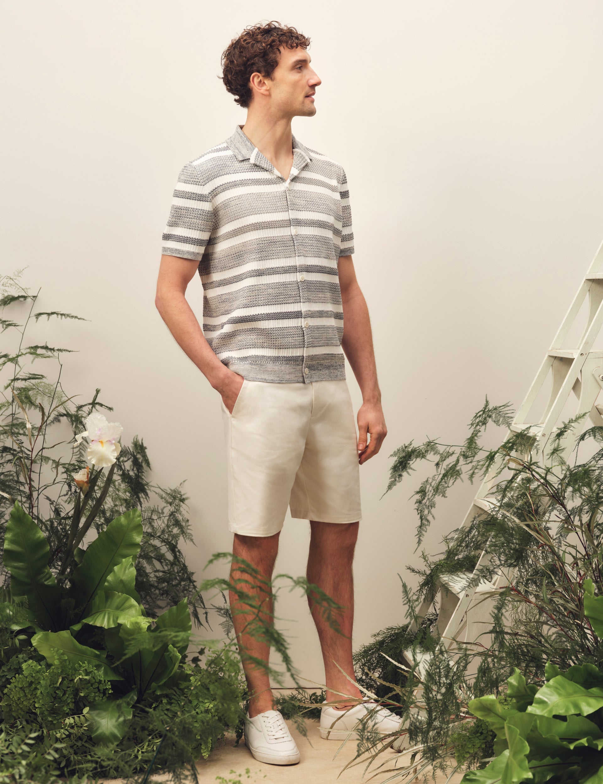 Ted Baker Flacks Striped Knit Relaxed Short Sleeve Shirt