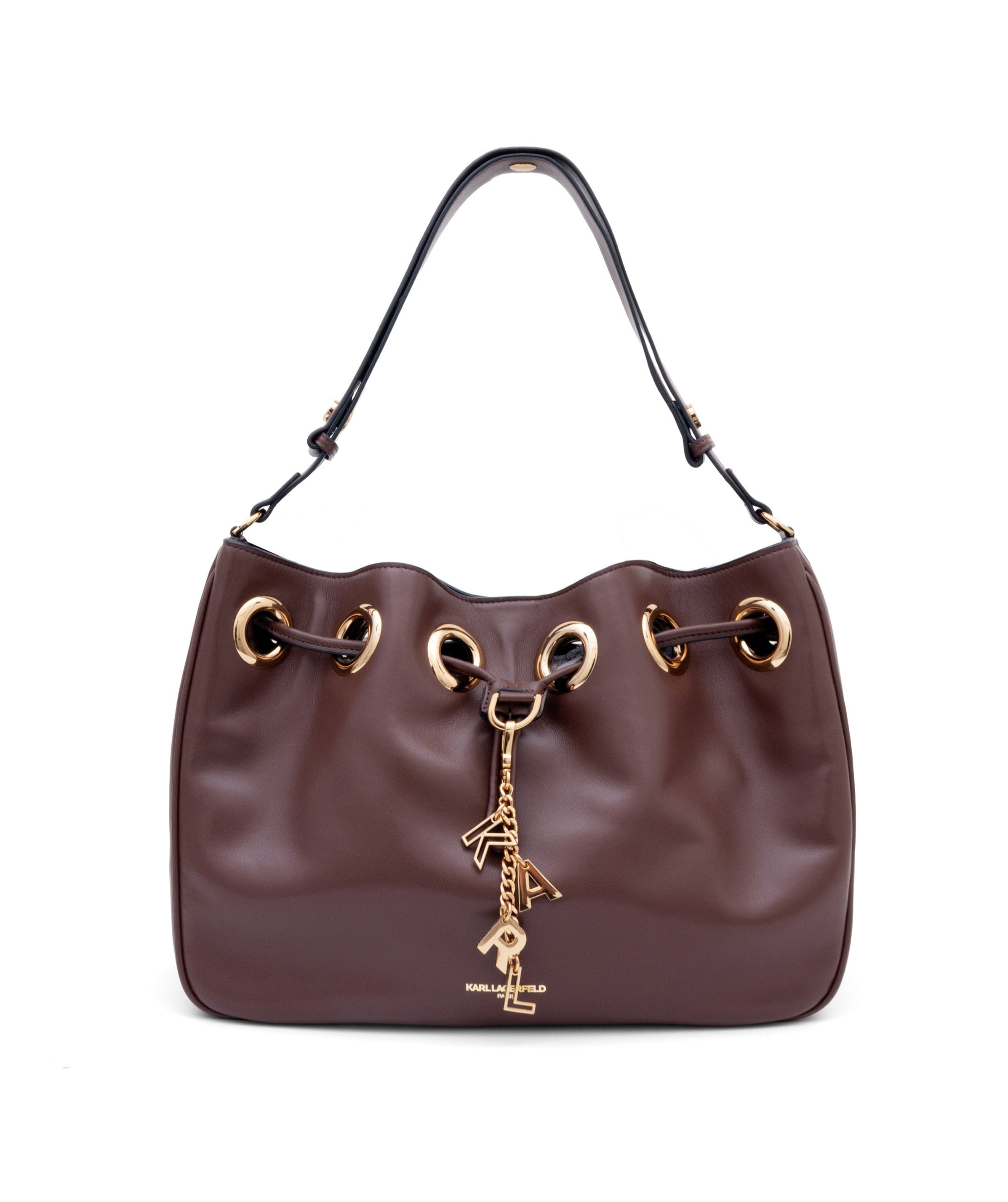 KarlLagerfeld Desiree small leather hobo bag brown