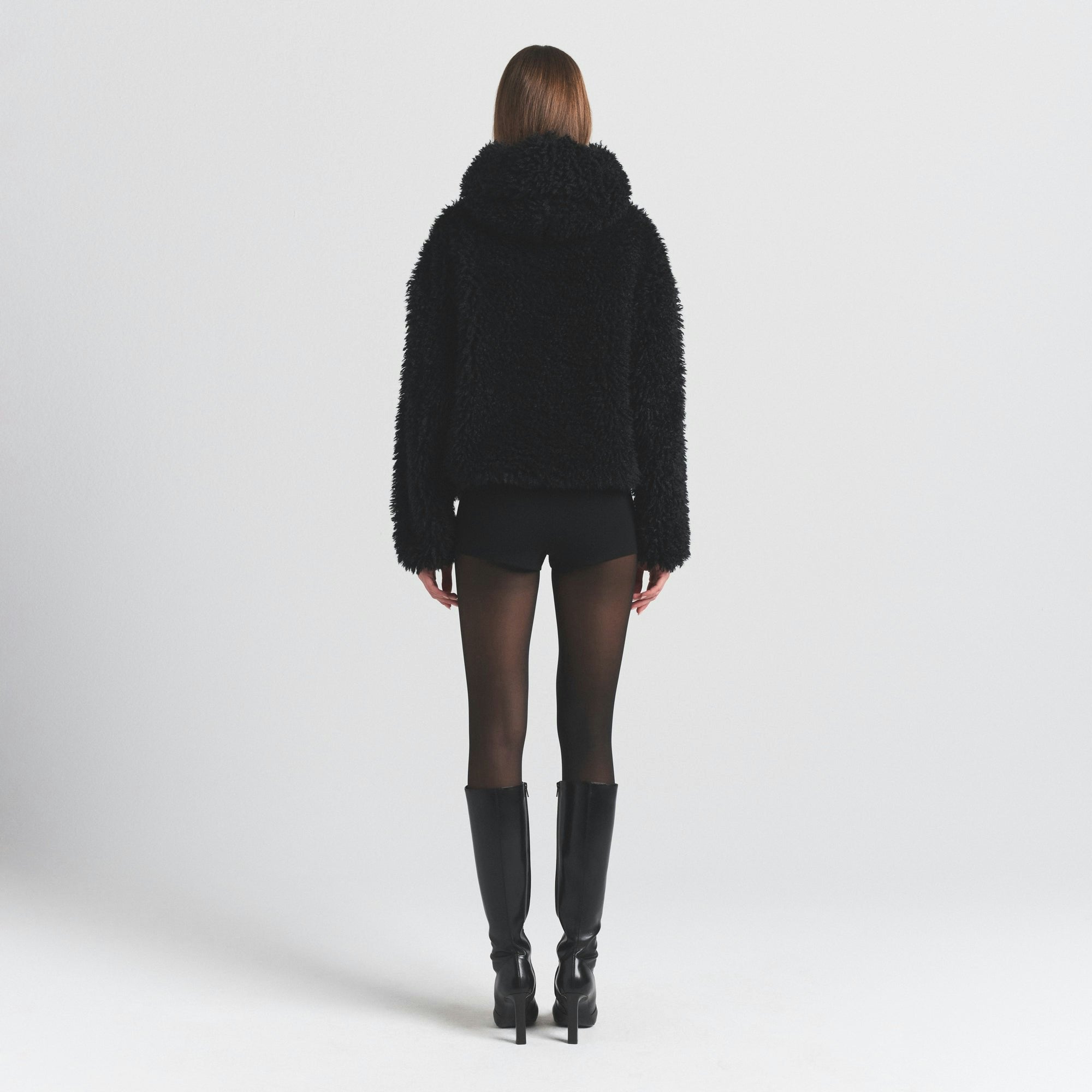 Skims Faux Fur Hoodie Onyx