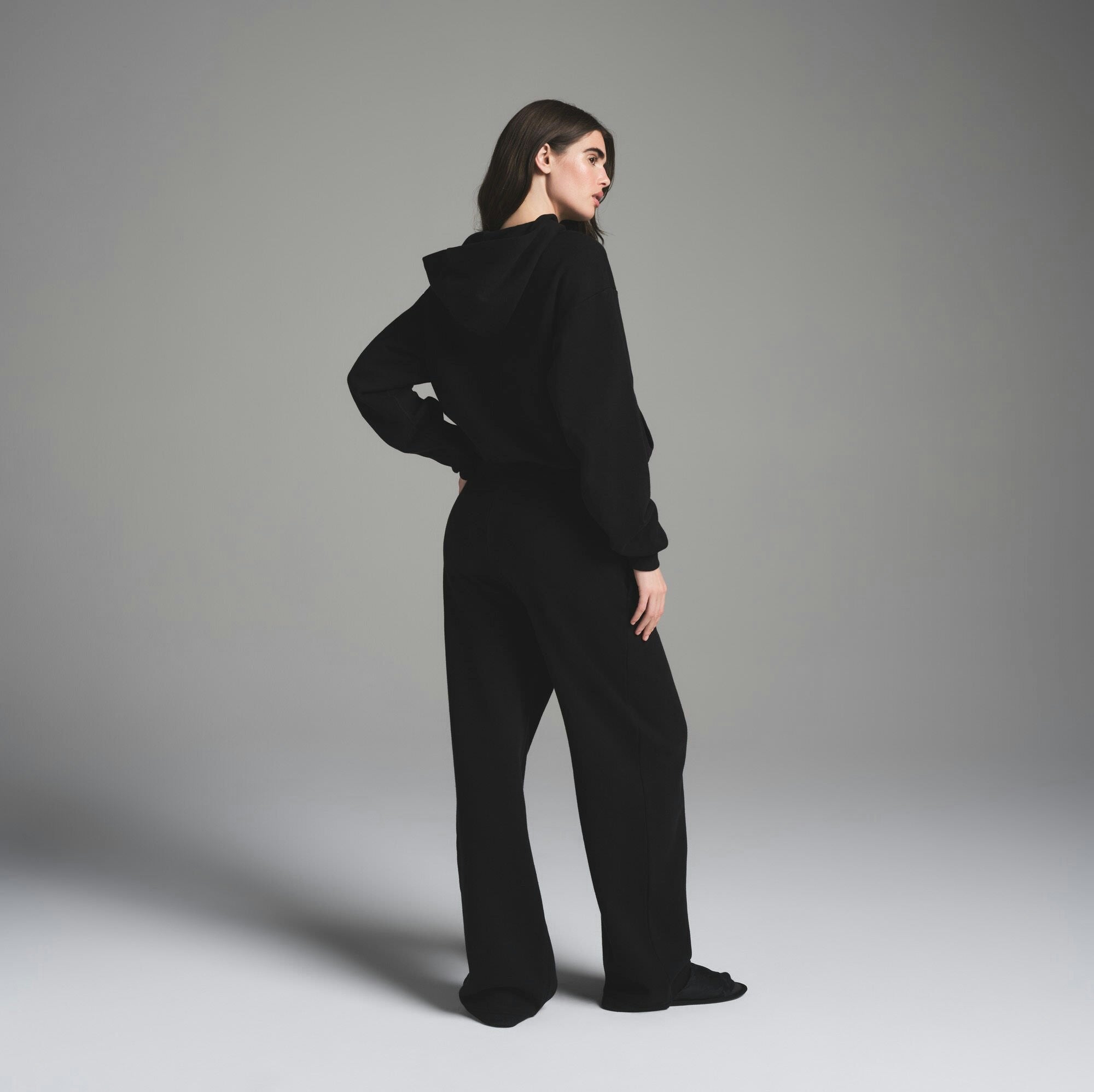 Skims Cotton Fleece Classic Hoodie Onyx