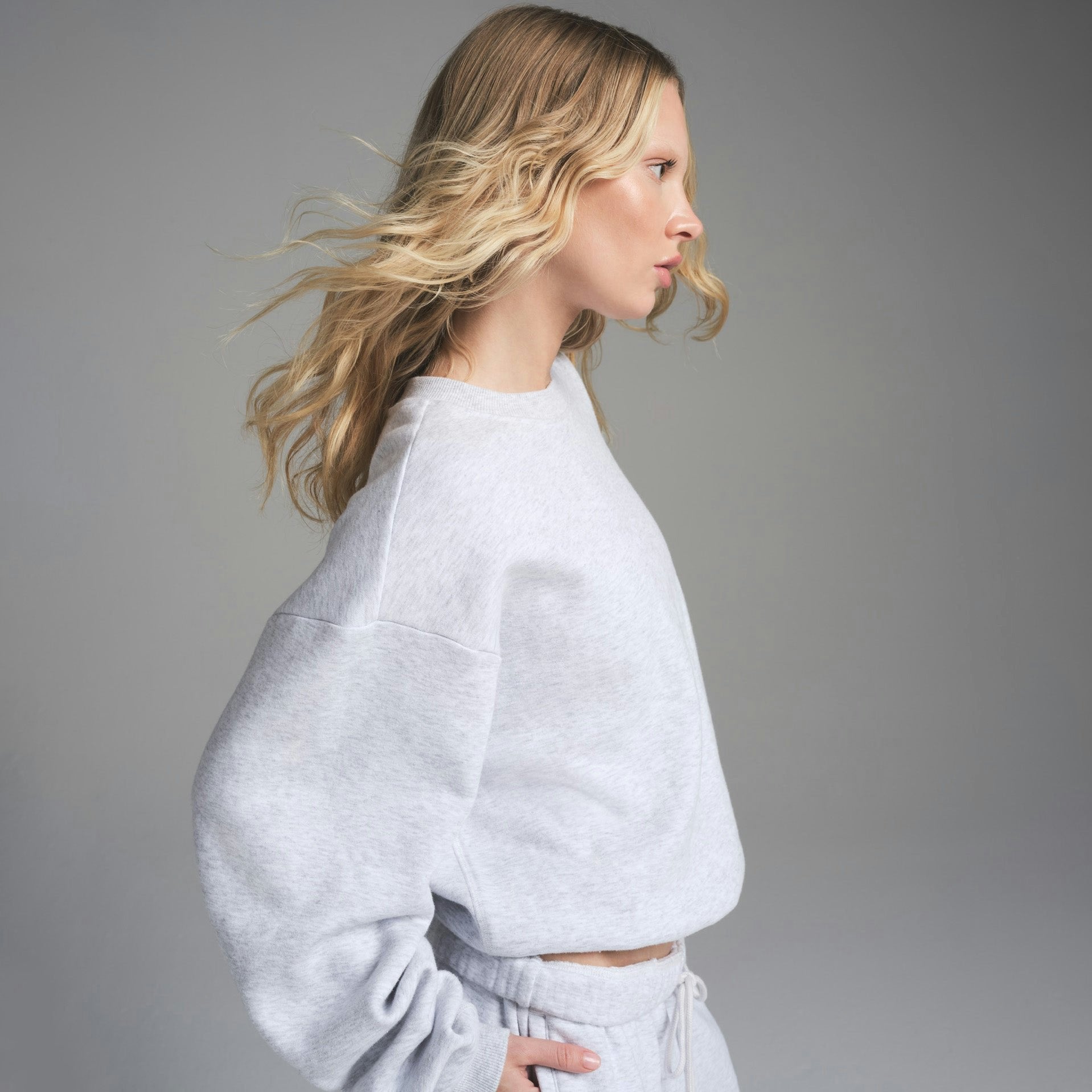 Skims Cotton Fleece Classic Crewneck Light Heather Grey