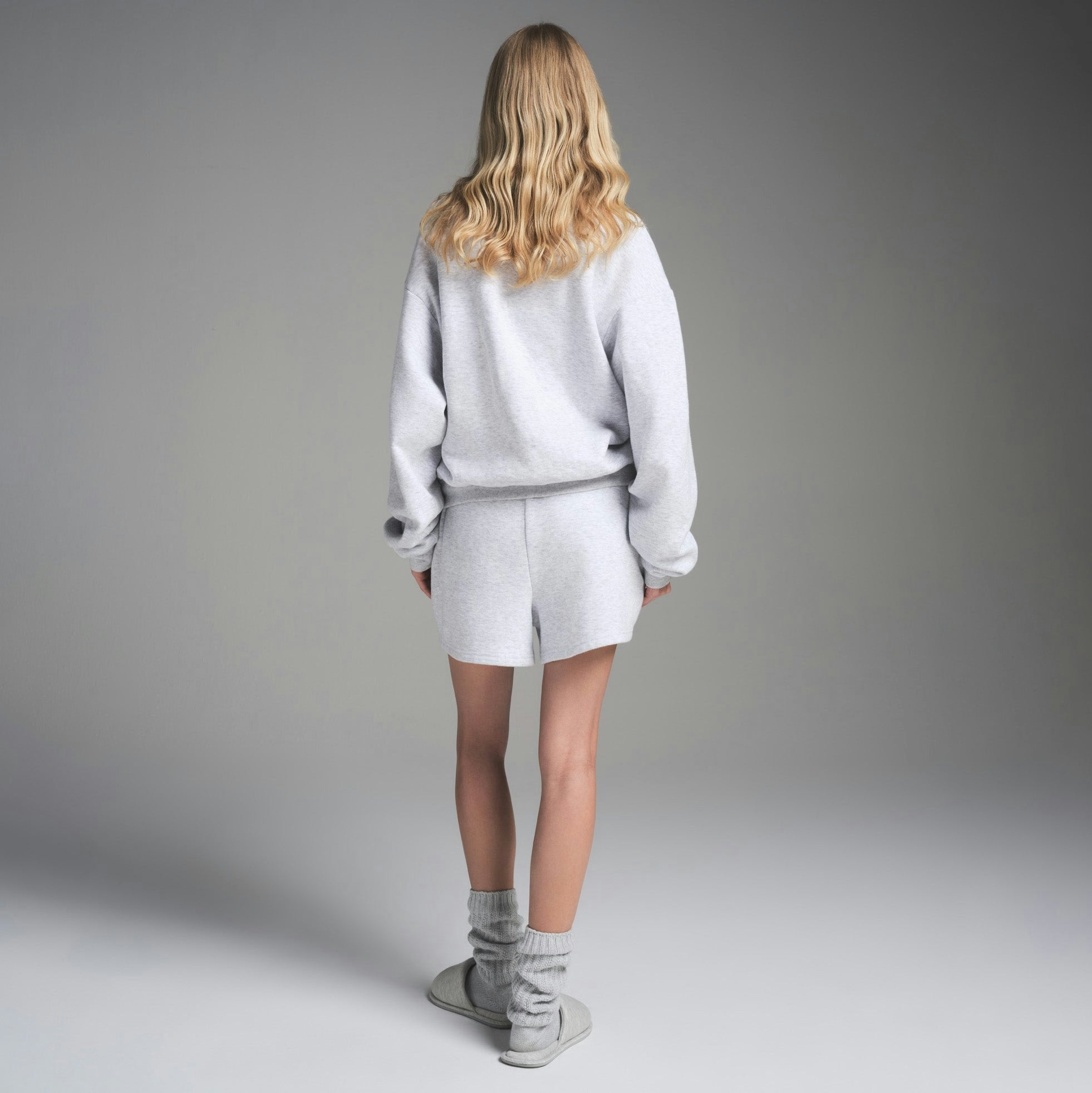 Skims Cotton Fleece Classic Crewneck Light Heather Grey