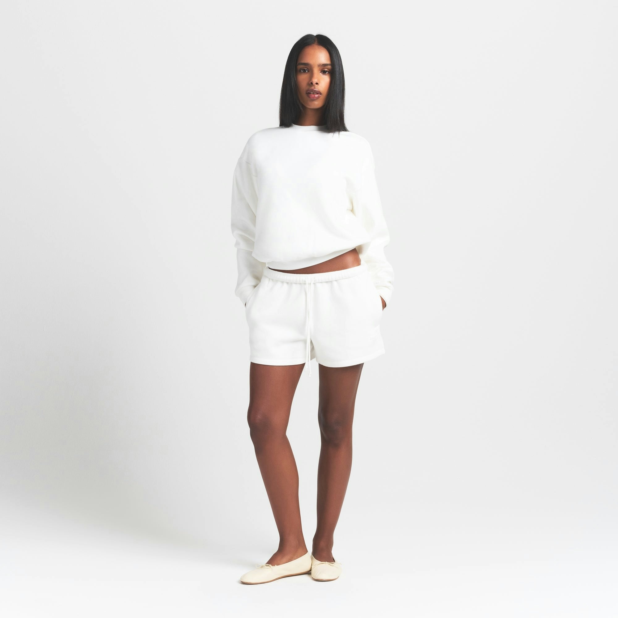Skims Cotton Fleece Classic Crewneck Marble