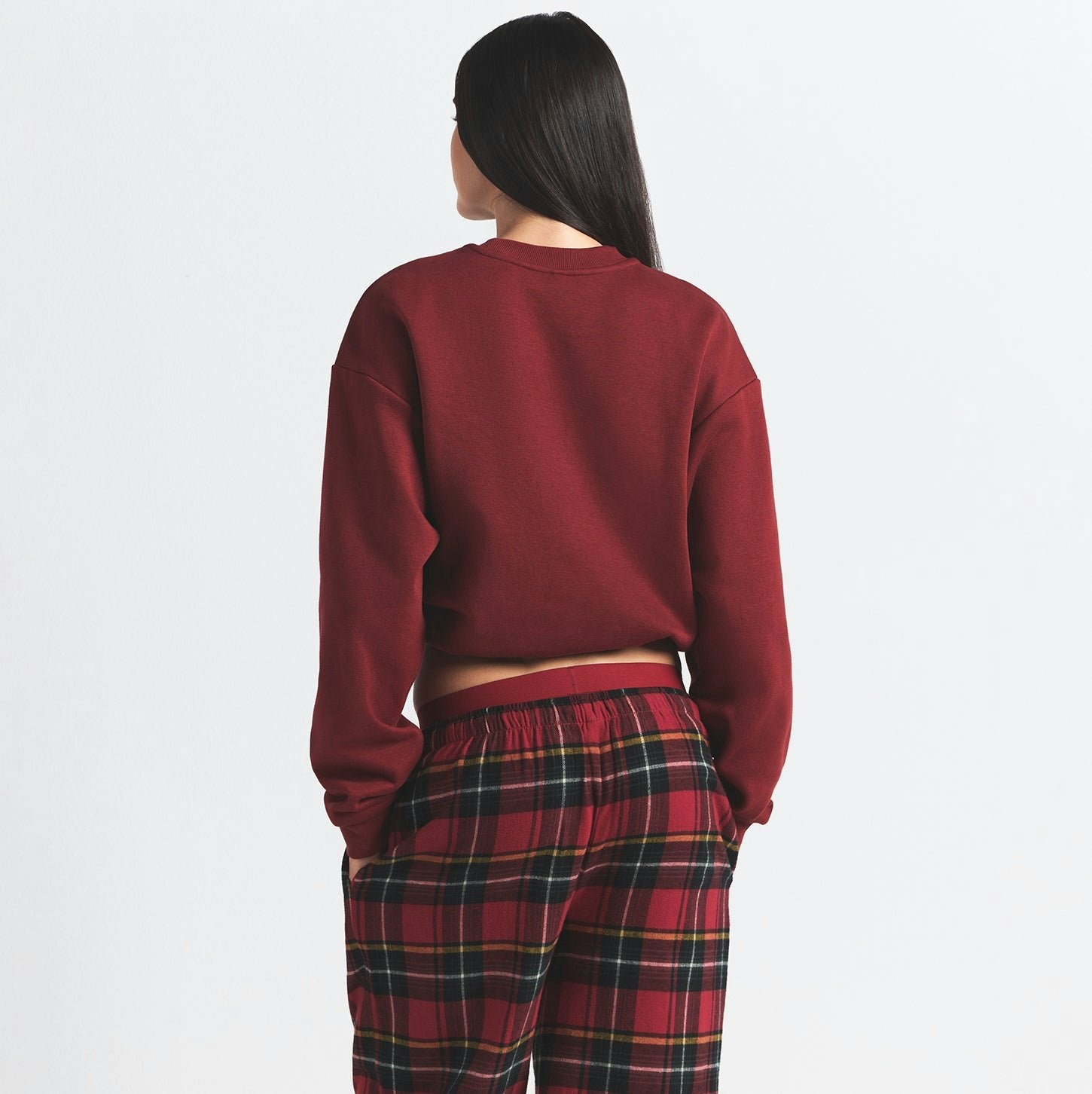 Skims Cotton Fleece Classic Crewneck Merlot