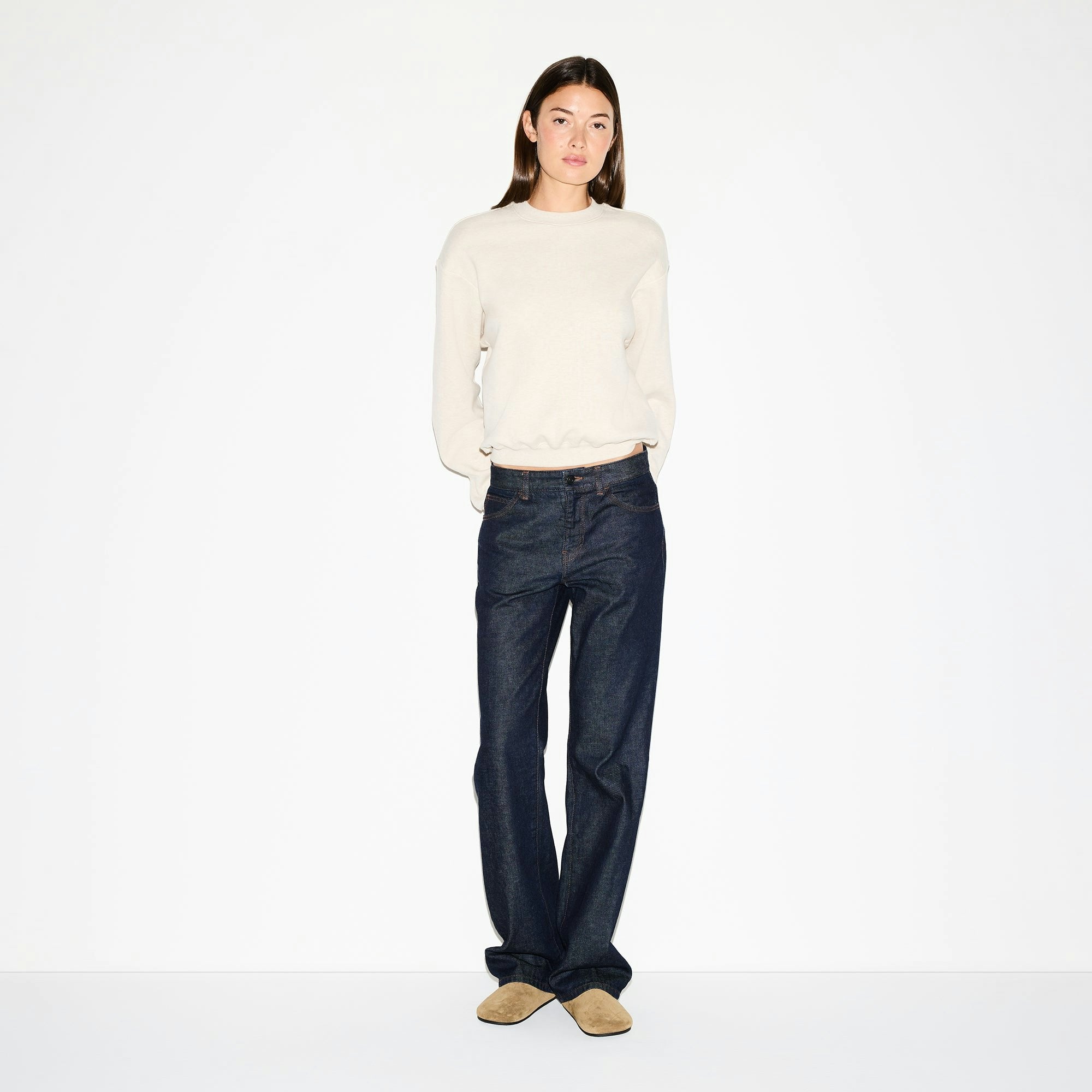 Skims Cotton Fleece Classic Crewneck Oatmeal Heather