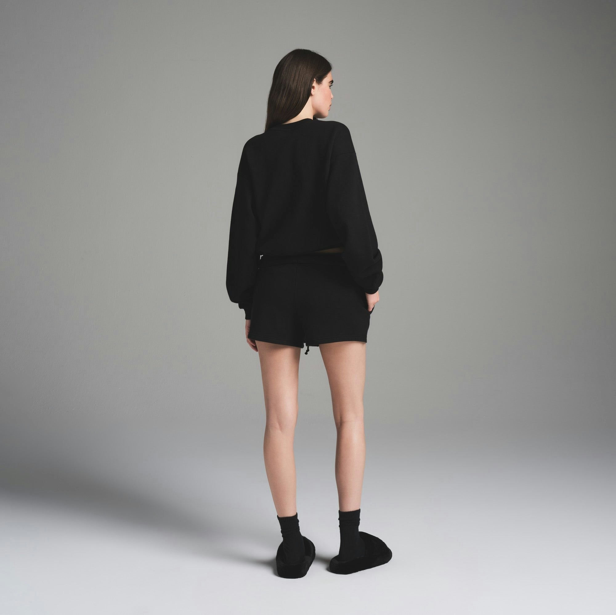 Skims Cotton Fleece Classic Crewneck Onyx