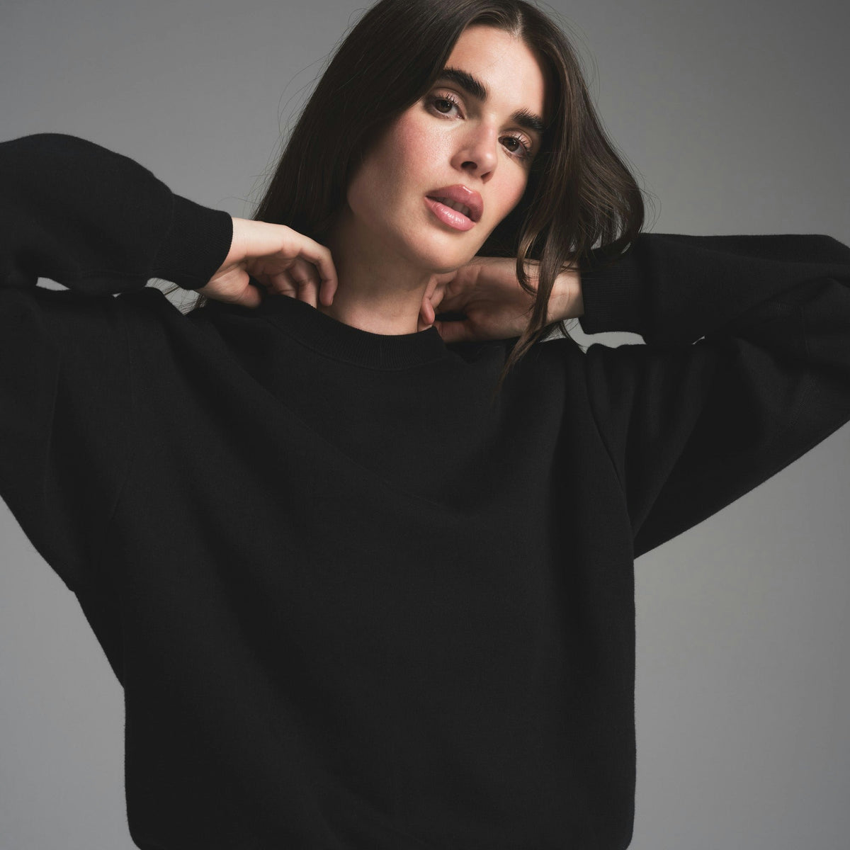 Skims Cotton Fleece Classic Crewneck Onyx