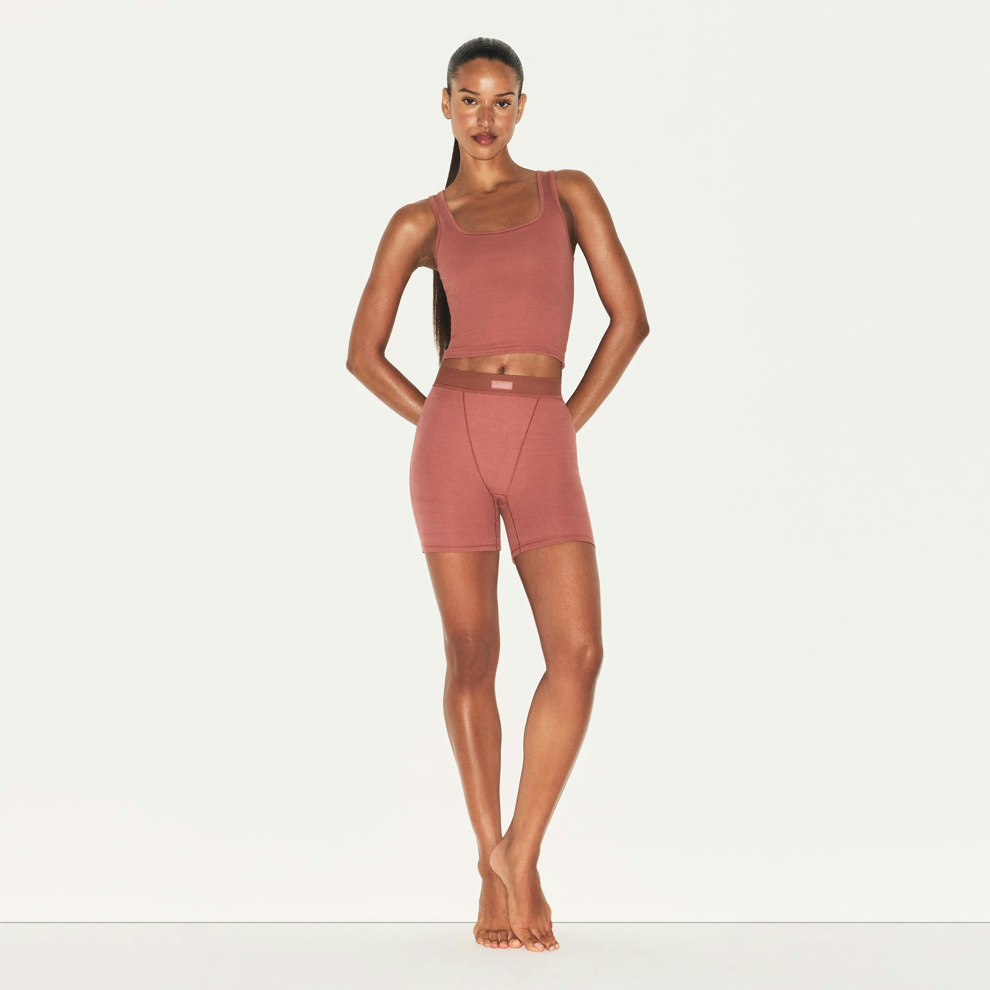 Skims Cotton Rib Boxer Redwood