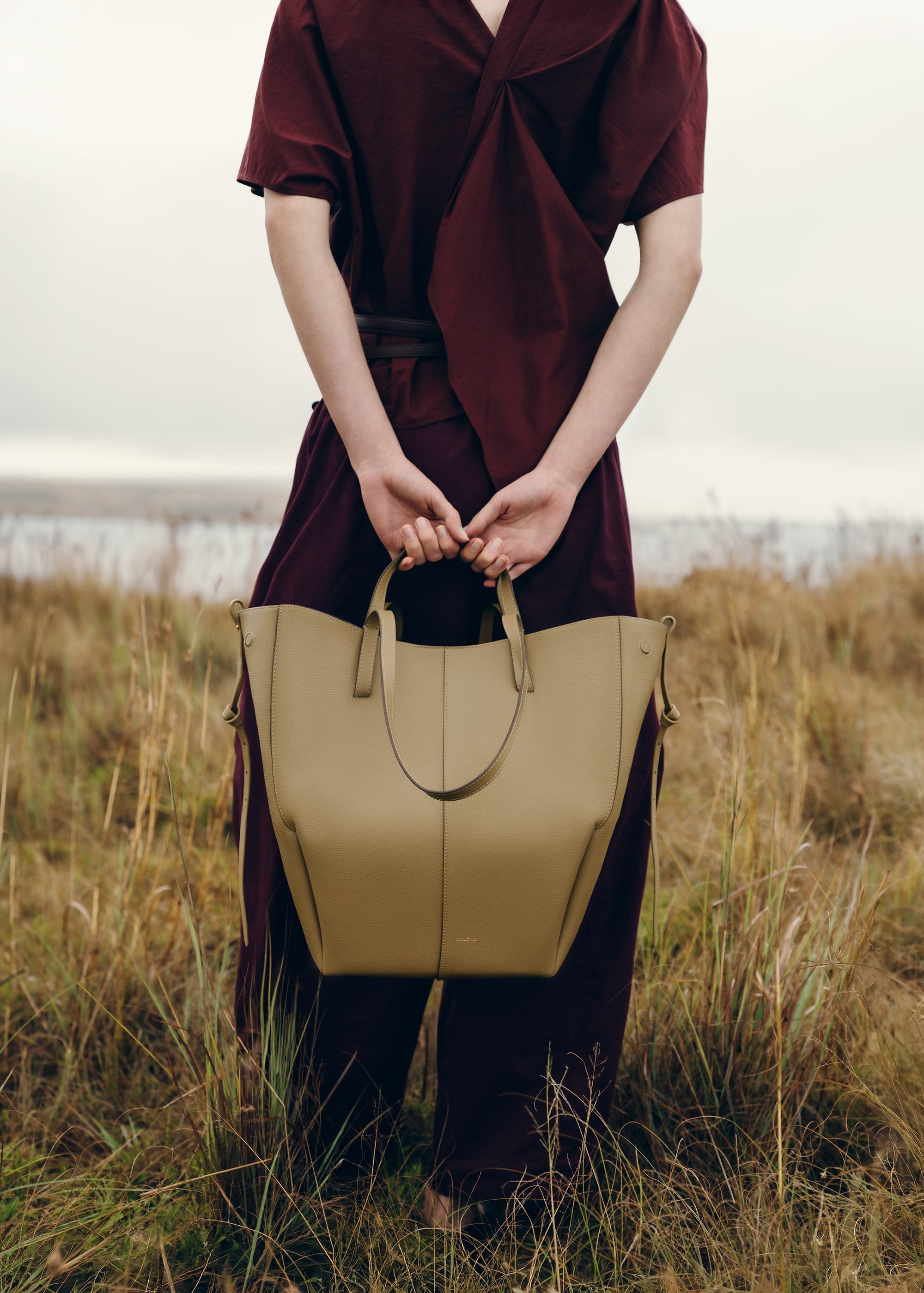 Polene Cyme Tote Textured Smoky Olive