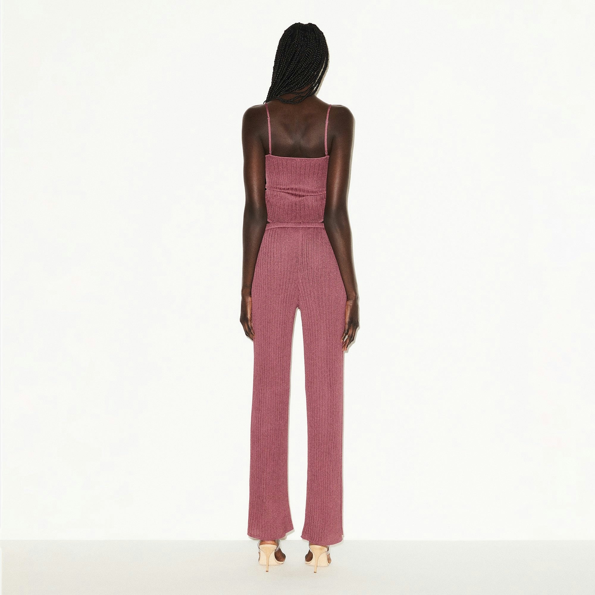 Skims Sheer Knit Straight Leg Pant Beet