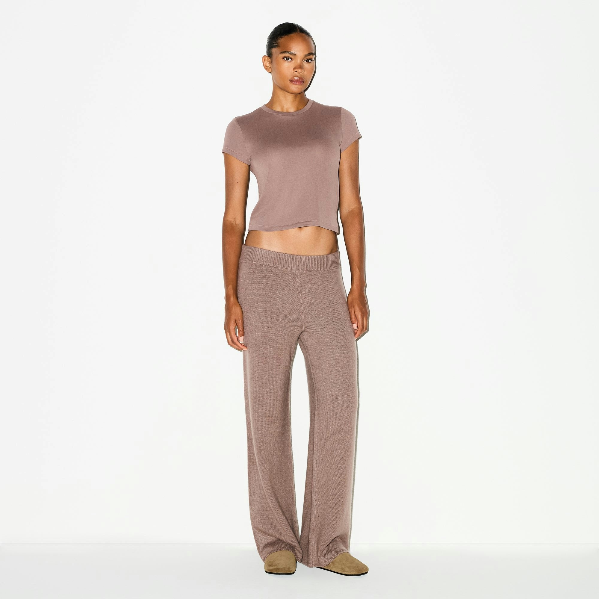 Skims Cashmere Wide Leg Pant Umber
