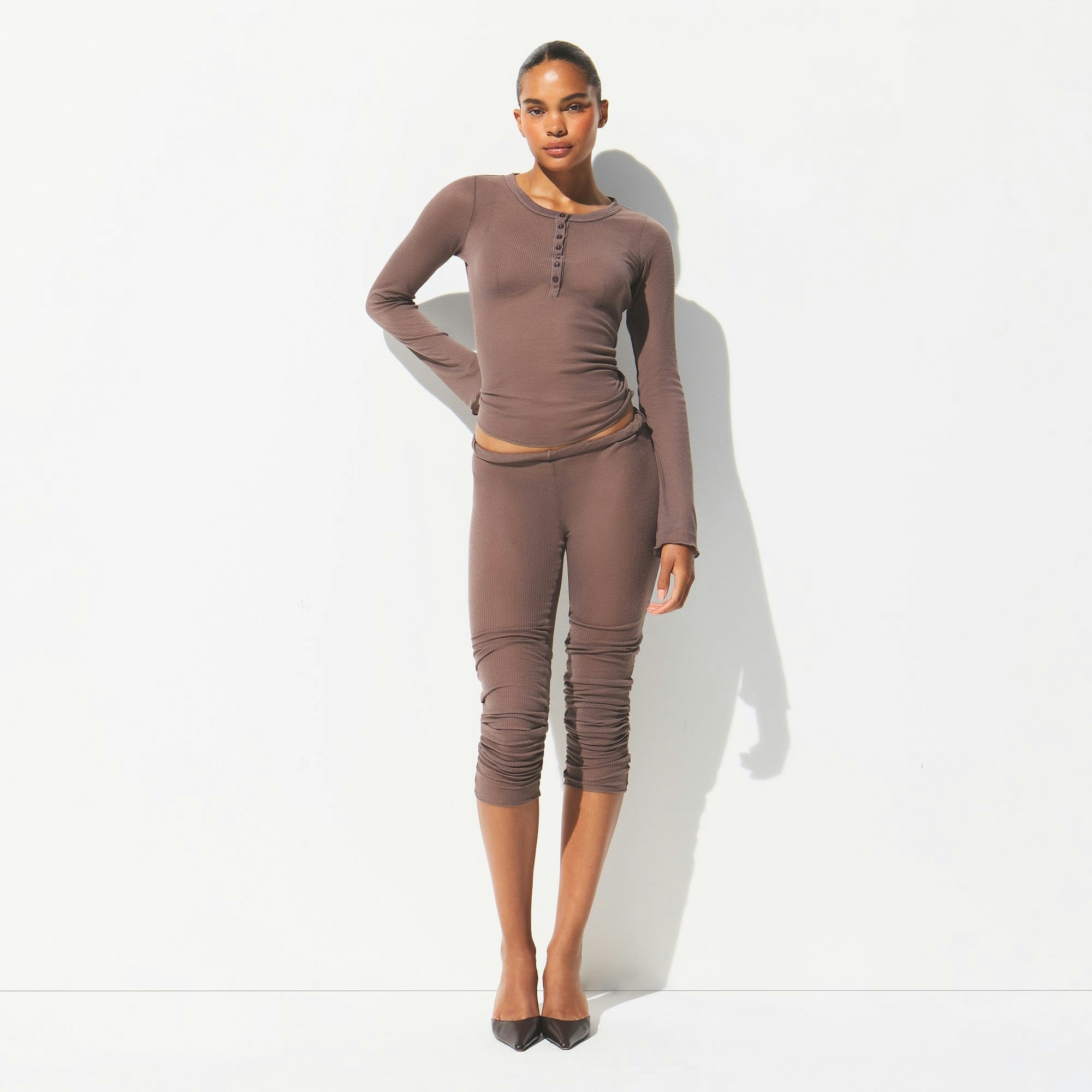 Skims Sheer Rib Legging Pewter