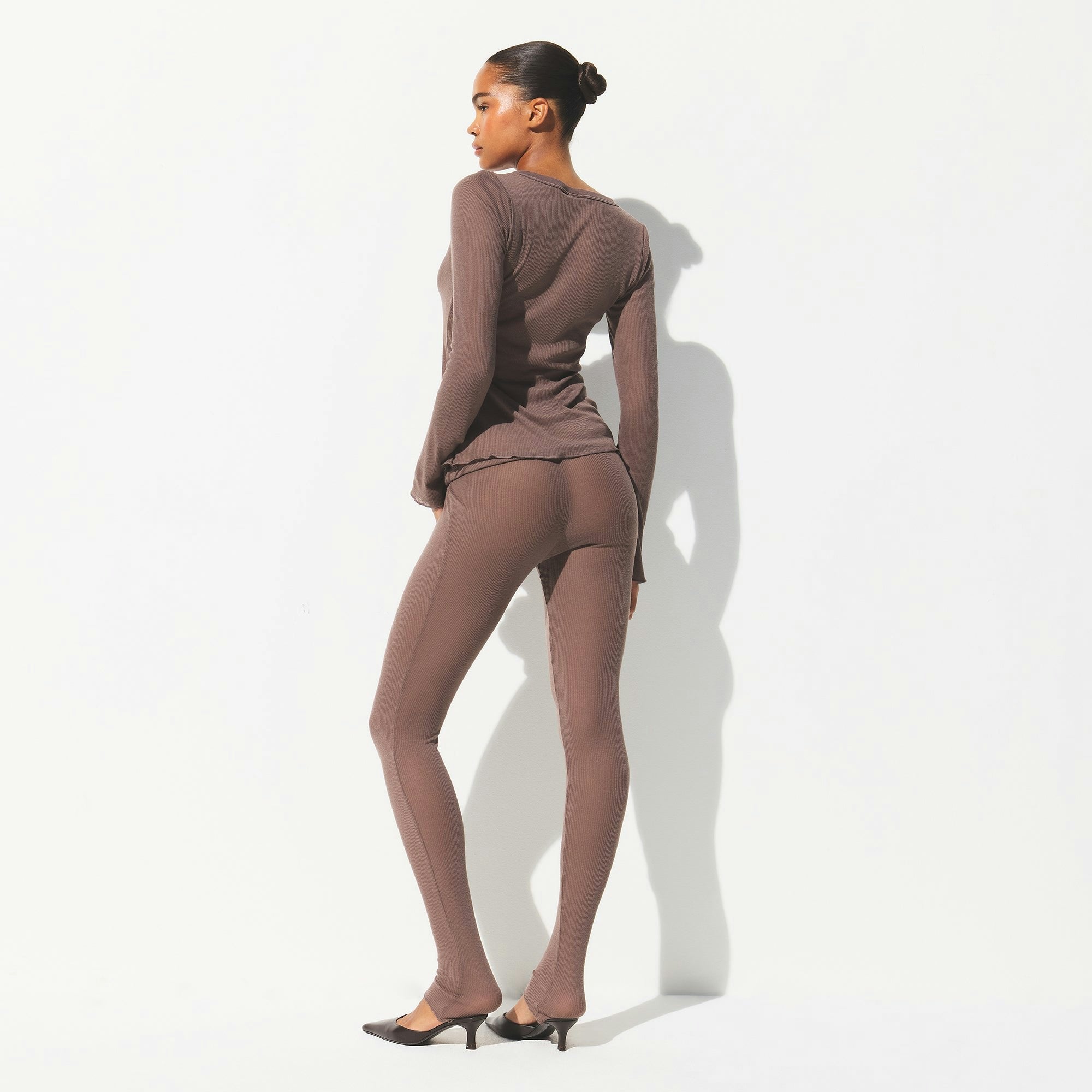 Skims Sheer Rib Legging Pewter