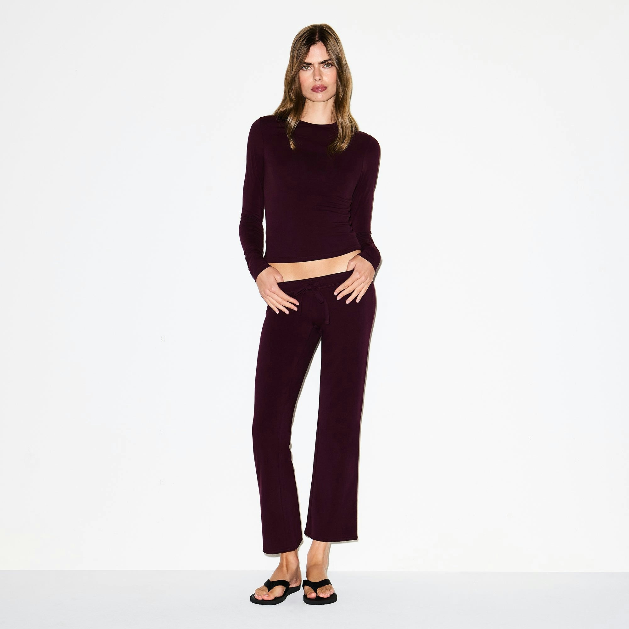 COTTON JERSEY LOW RISE CROP PANT